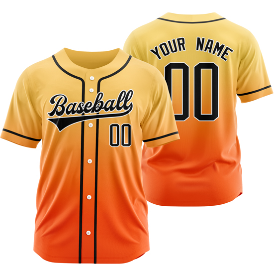 Custom Yellow/Red/B Gradient Baseball Jersey Hip Hop Softball Shirt