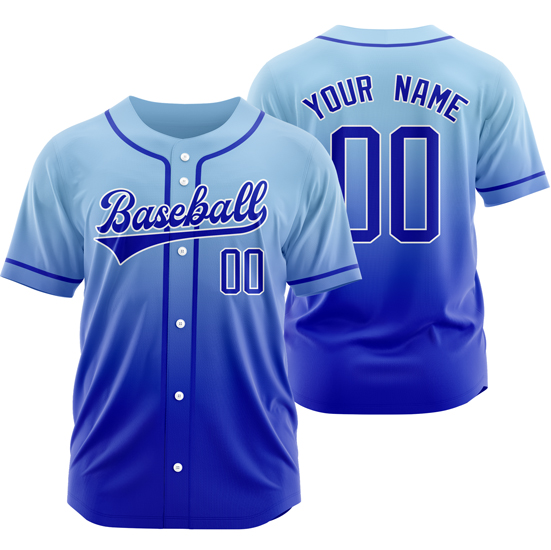 Custom Blue/Blue Gradient Baseball Jersey Hip Hop Softball Shirt