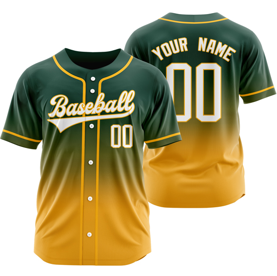Custom Green/Yellow Gradient Baseball Jersey Hip Hop Softball Shirt