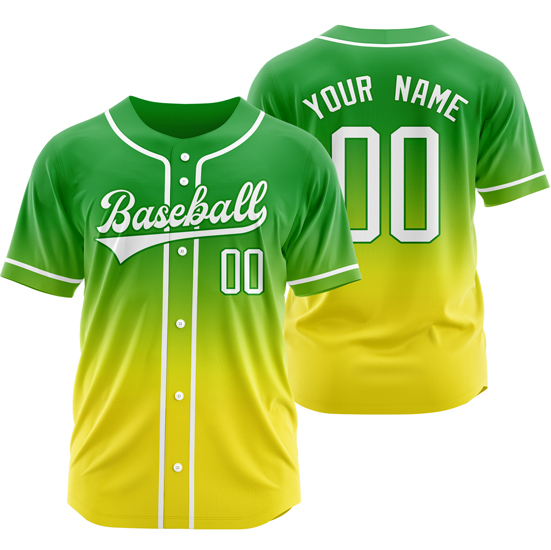 Custom Green/Gold Gradient Baseball Jersey Hip Hop Softball Shirt