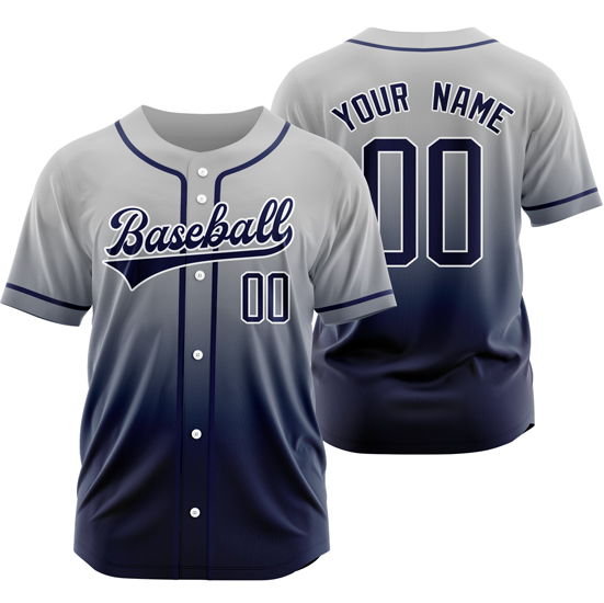 Custom Gray/Navy Gradient Baseball Jersey Hip Hop Softball Shirt