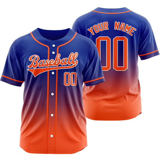 Custom Blue/Orange Gradient Baseball Jersey Hip Hop Softball Shirt