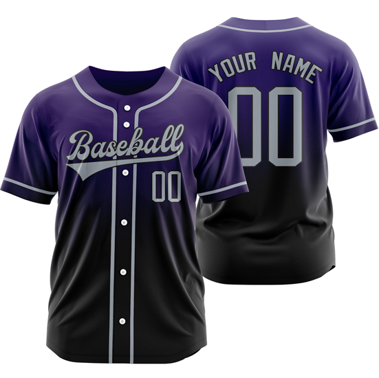 Custom Purple/Black Gradient Baseball Jersey Hip Hop Softball Shirt