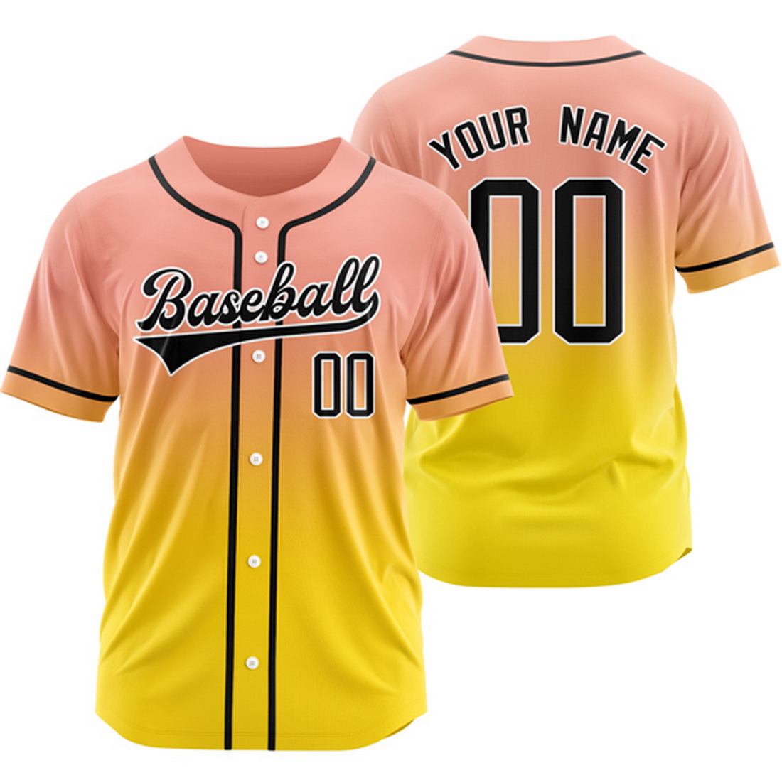 Custom LightSalmon/Gold Gradient Baseball Jersey Hip Hop Shirt