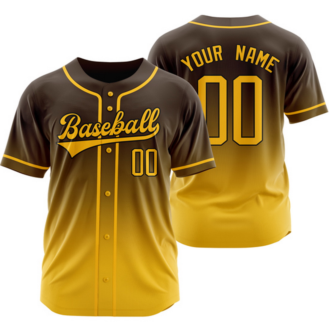 Custom Sienna/Yellow Gradient Baseball Jersey Hip Hop Shirt