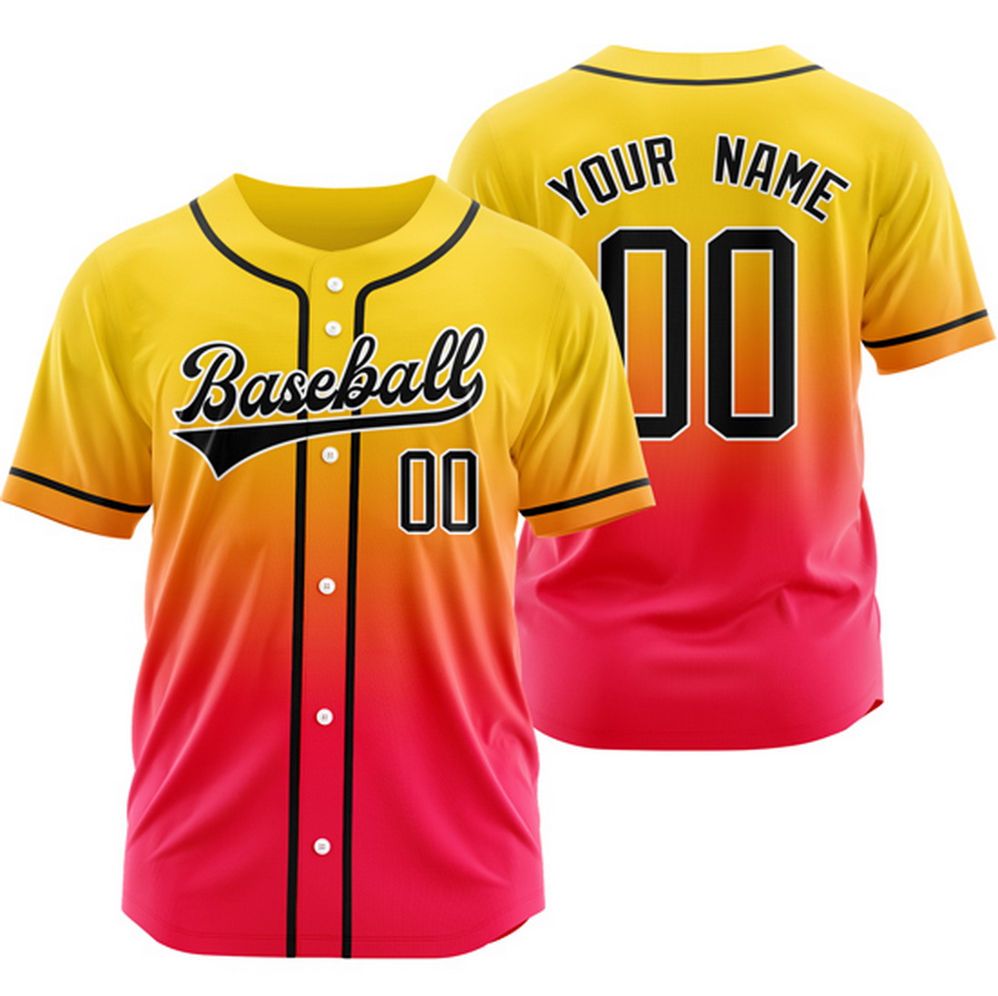 Custom Yellow/Red Sports Gradient Baseball Jersey Hip Hop Shirt