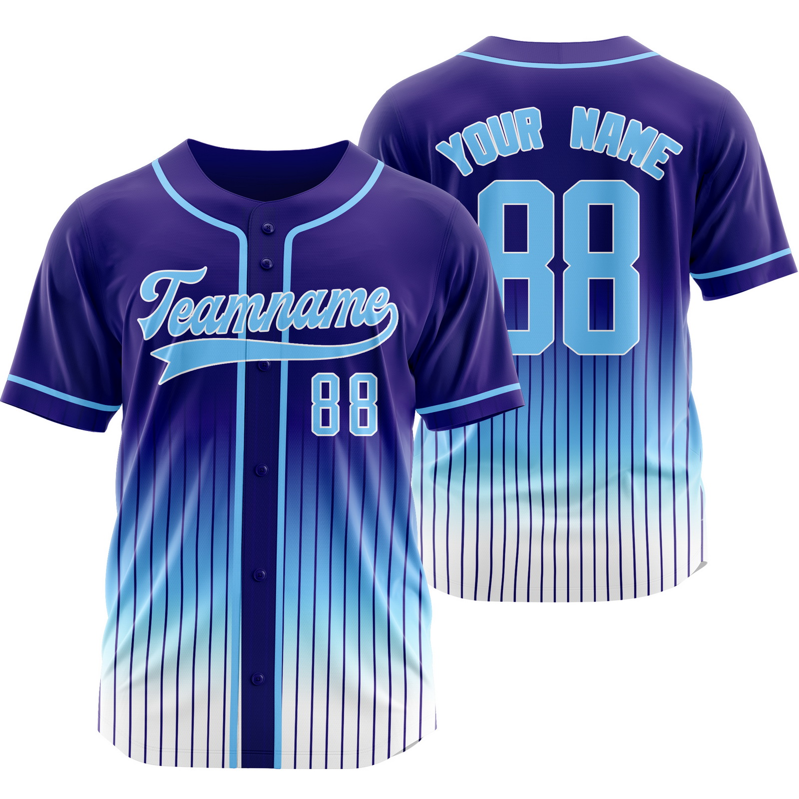 Custom Purple White Blue Striped Baseball Jersey for Men Women