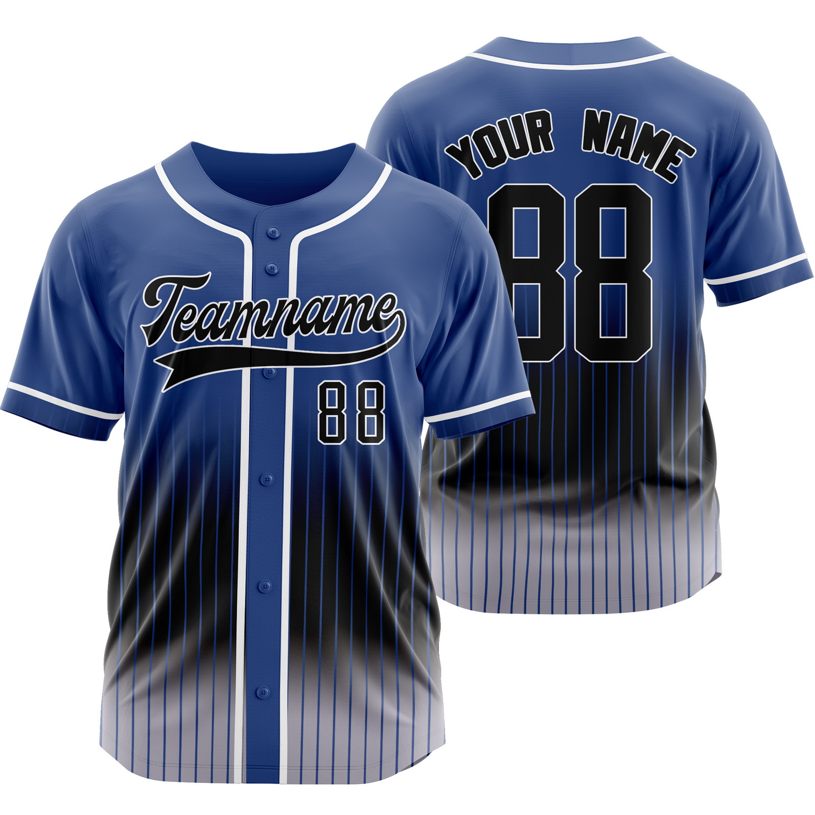 Custom Blue Gray Striped Baseball Jersey for Men Women