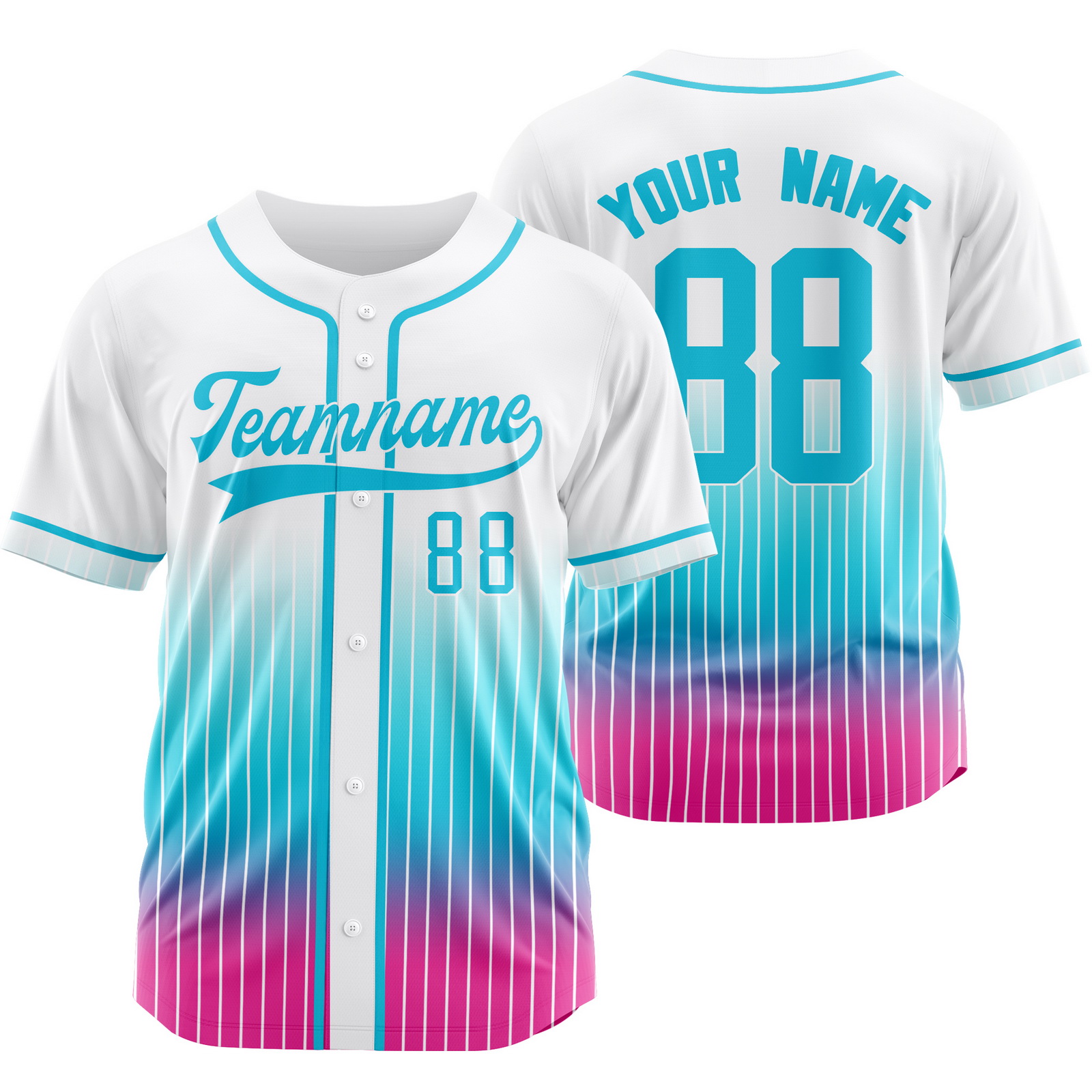 Custom White Pink Striped Baseball Jersey for Men Women