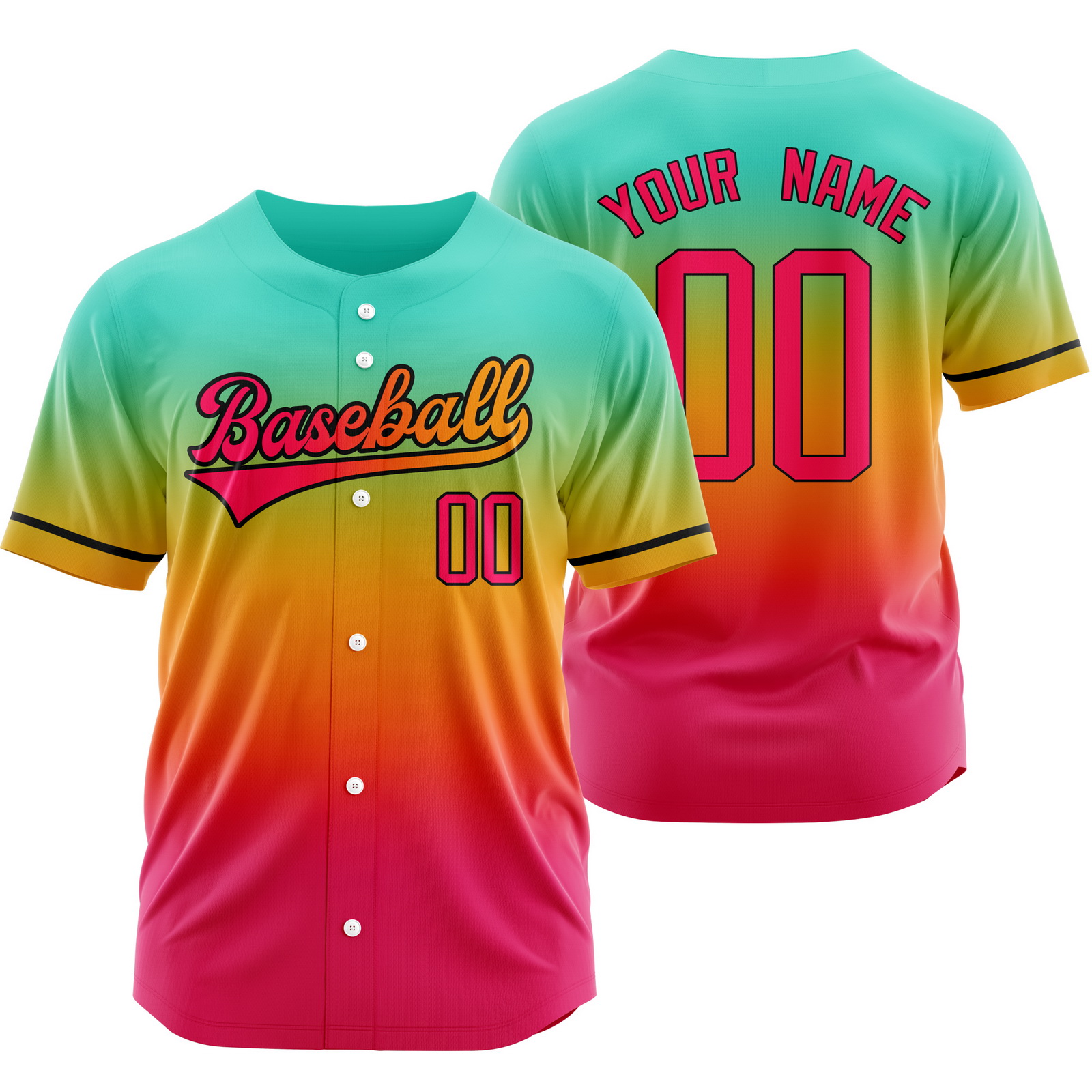Custom Teal Red Gradient Baseball Jersey Sports Shirt