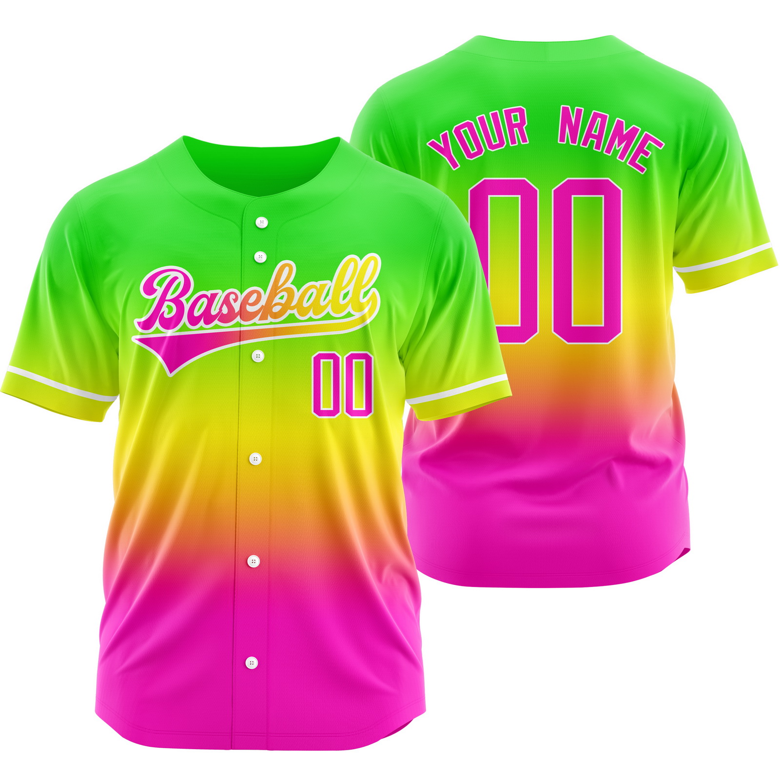 Custom Green Red Gradient Baseball Jersey Sports Shirt