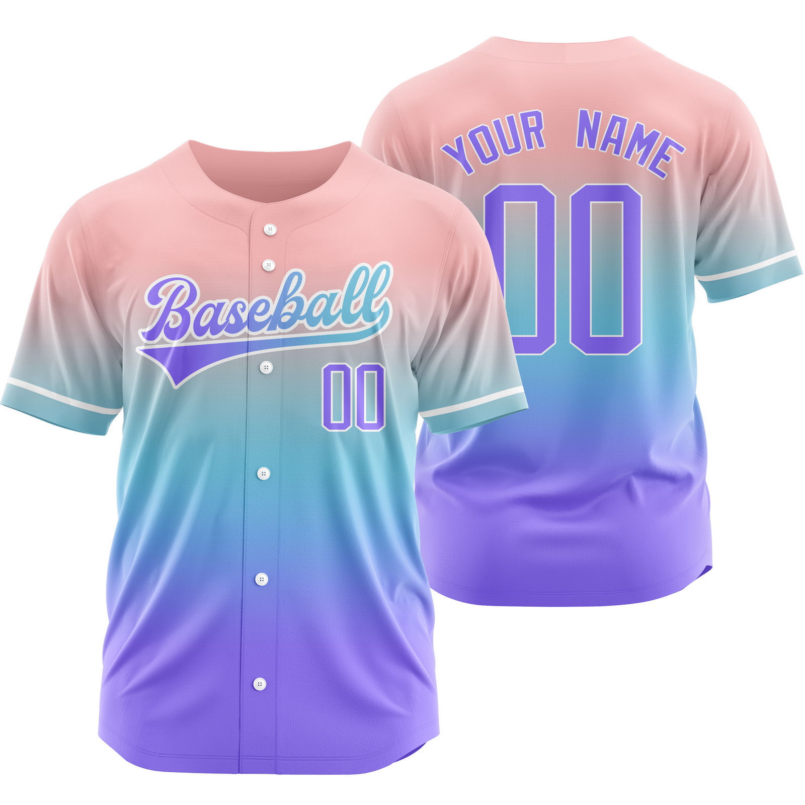 Custom Pink Purple Gradient Baseball Jersey Sports Shirt