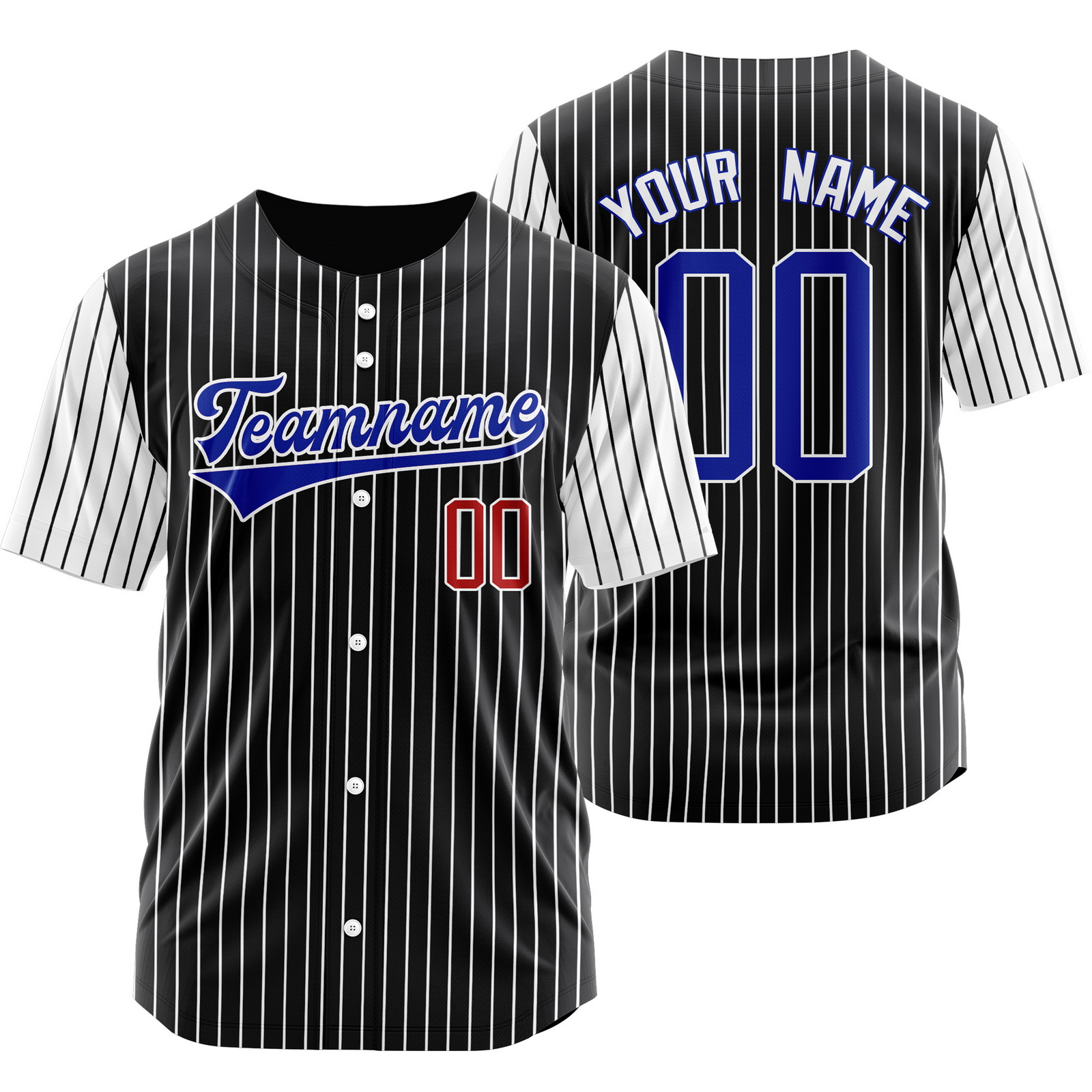 Custom Black White Blue Pinstripe Baseball Jersey Sports Shirt