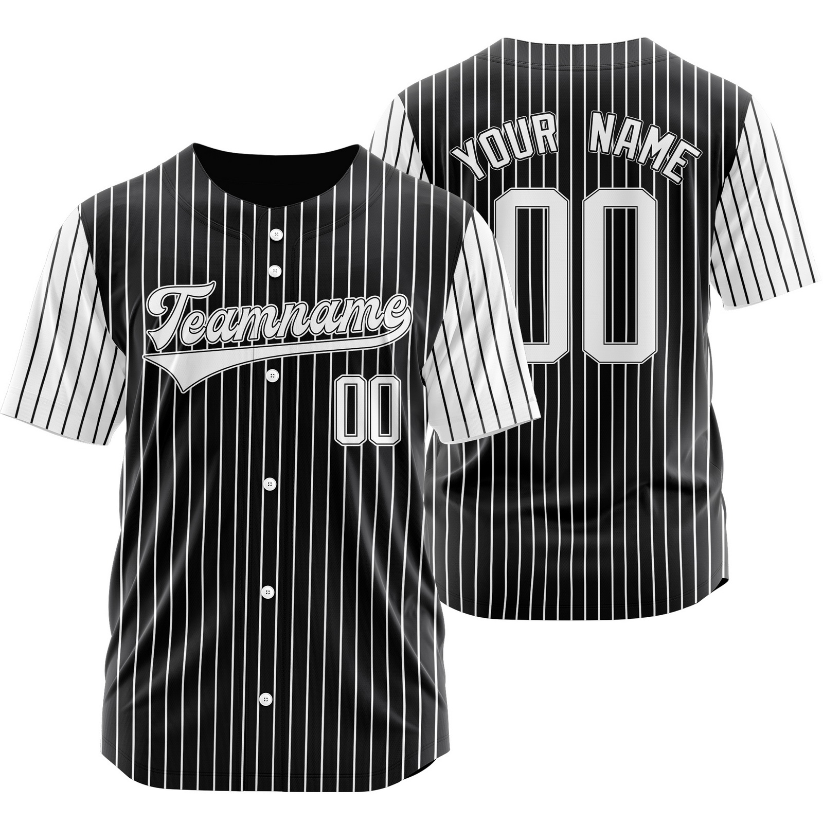 Custom Black White Pinstripe Baseball Jersey Sports Shirt