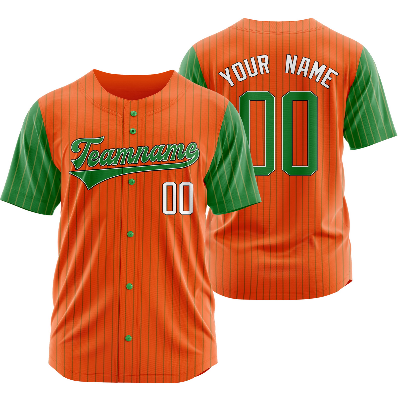 Custom Orange Green Pinstripe Baseball Jersey Sports Shirt