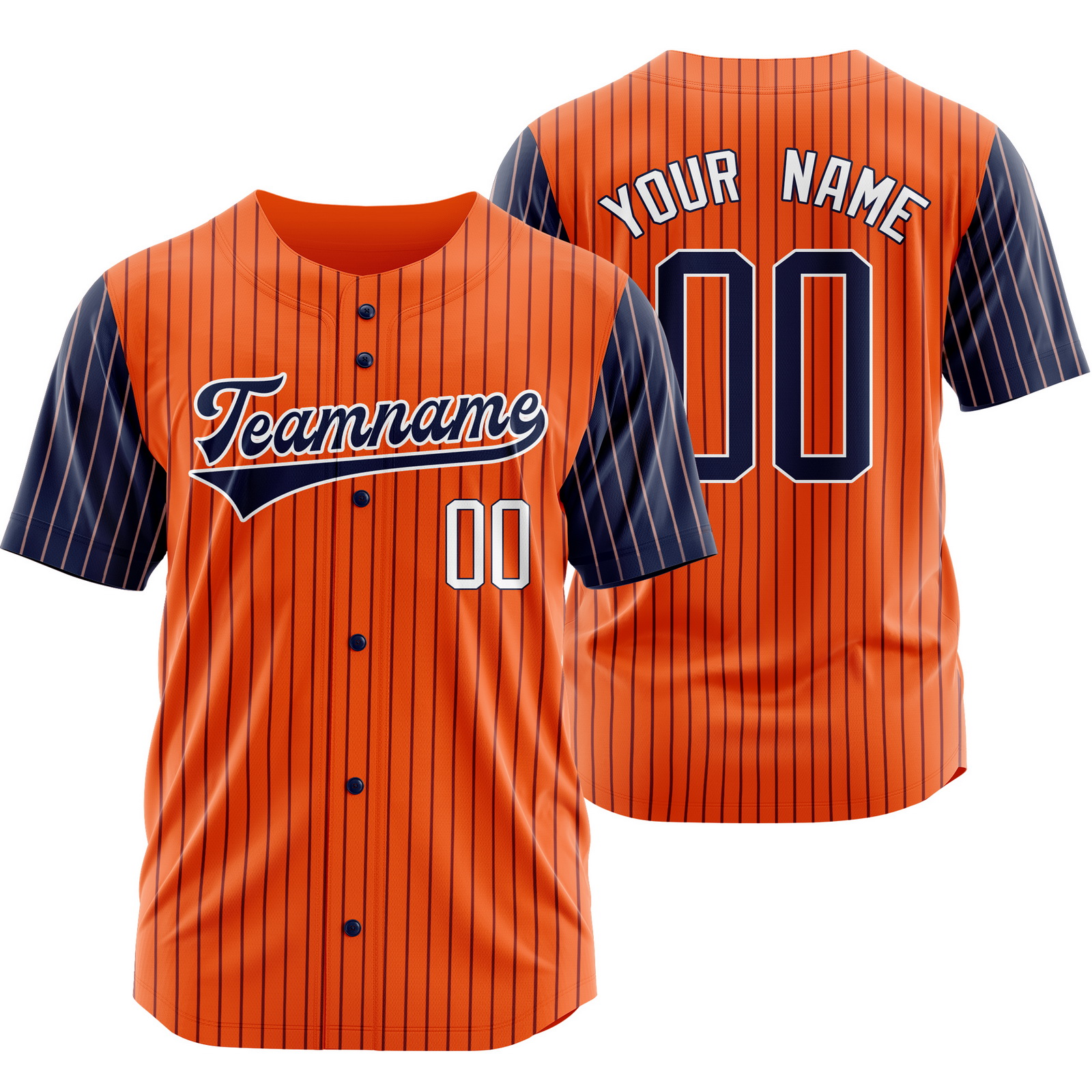 Custom Orange Full Button Pinstripe Baseball Jersey Sports Shirt