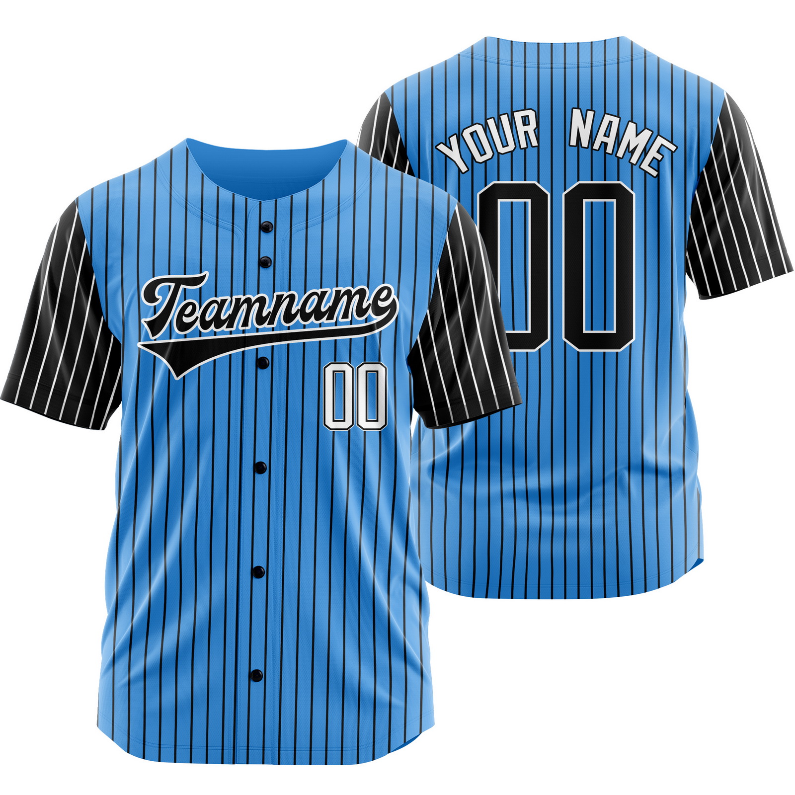Custom Blue Black Pinstripe Baseball Jersey Sports Shirt