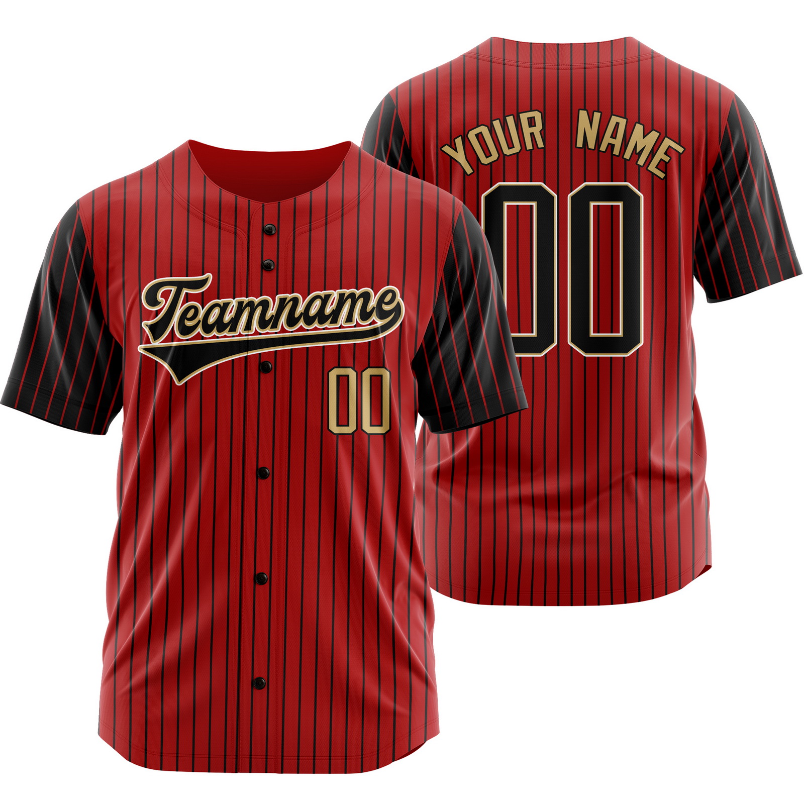 Custom Red Black Pinstripe Baseball Jersey Sports Shirt