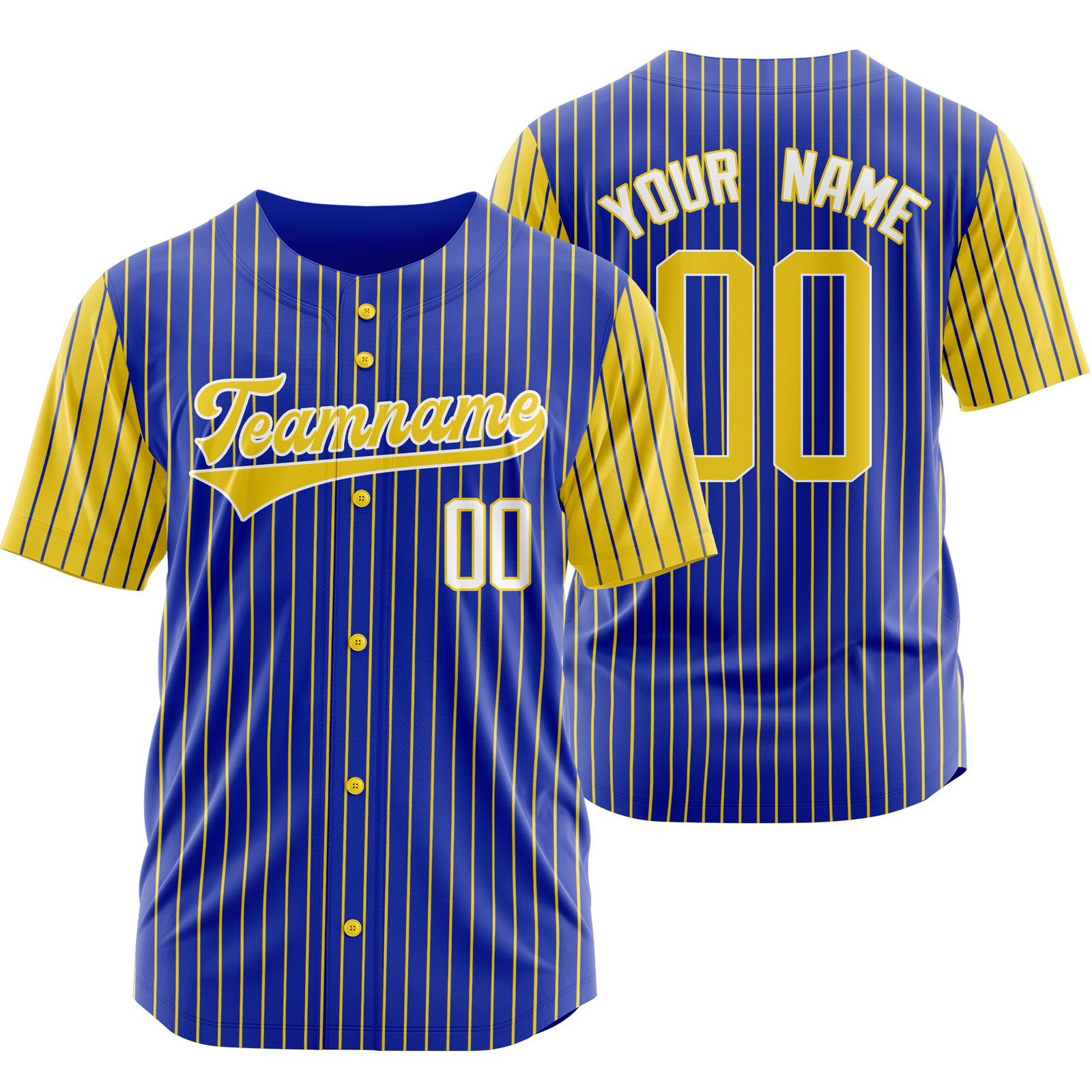 Custom Blue Yellow Pinstripe Baseball Jersey Sports Shirt