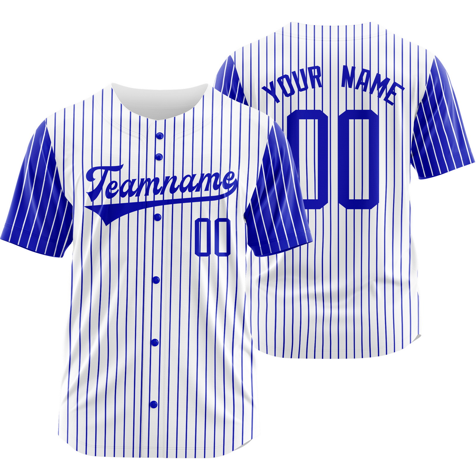 Custom White Blue Pinstripe Baseball Jersey Sports Shirt