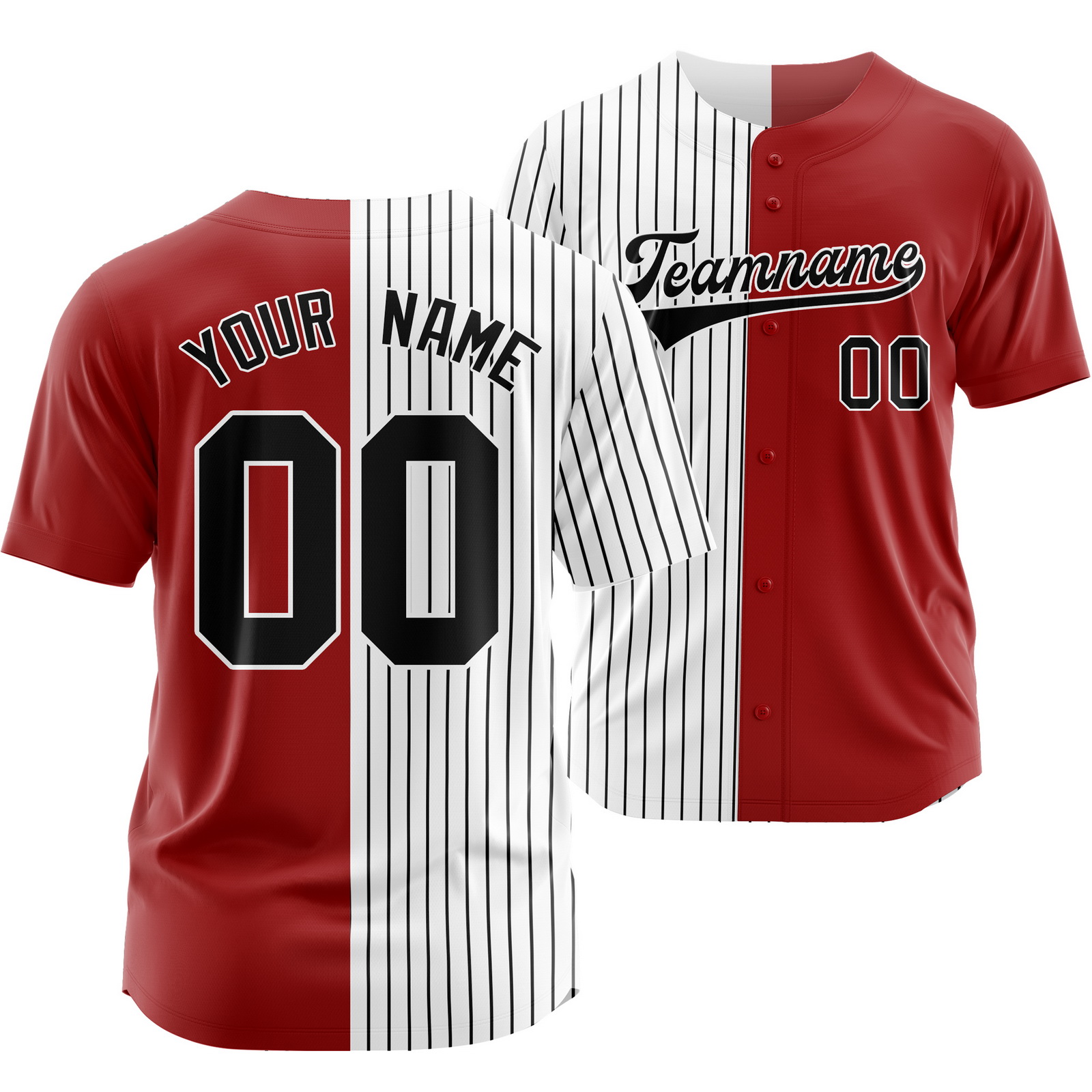 Custom White Red Black Striped Baseball Jersey Softball Shirt