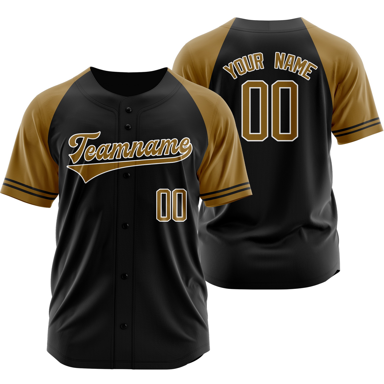 Custom Black Brown Baseball Jersey Button-Down Shirt