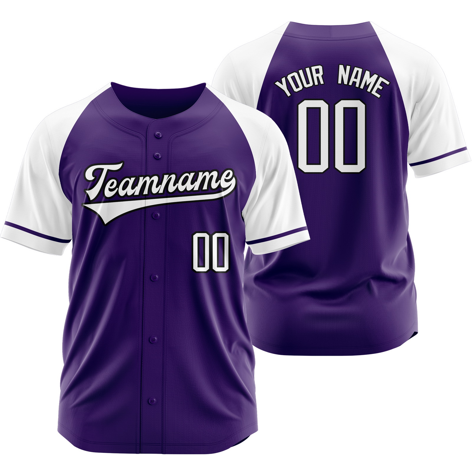 Custom Purple White Baseball Jersey Button-Down Shirt