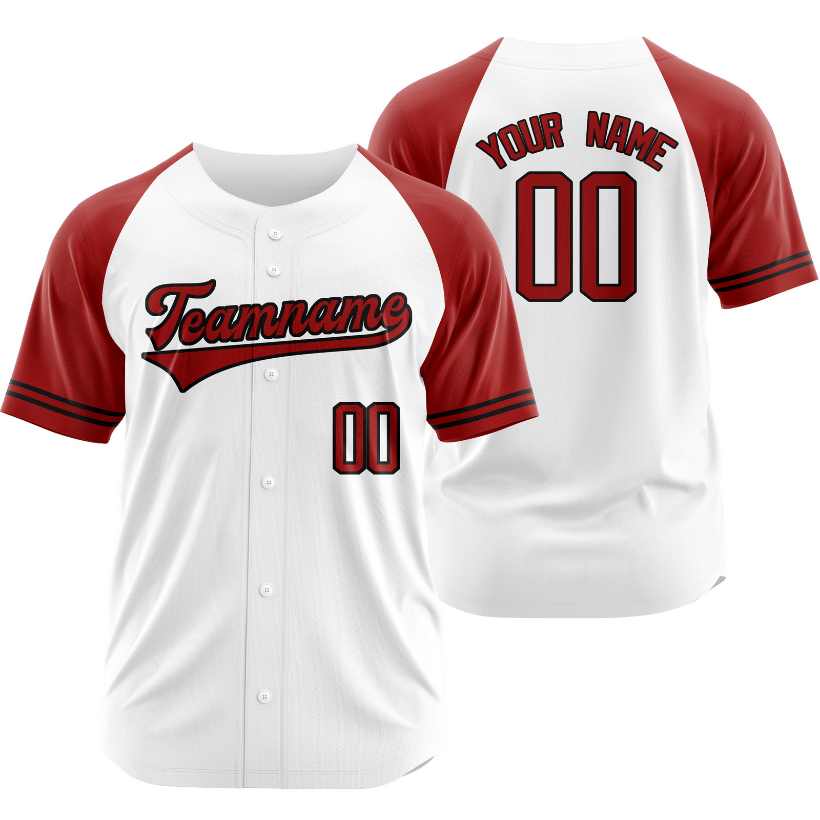 Custom White Red Baseball Jersey Button-Down Shirt