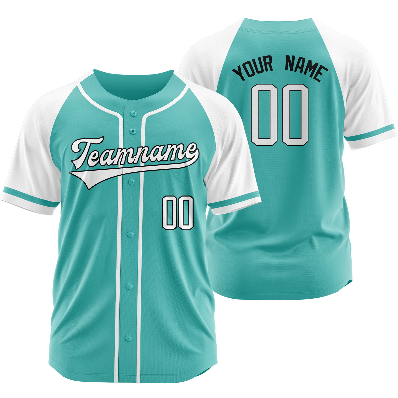 Custom Green White Baseball Jersey Button-Down Shirt