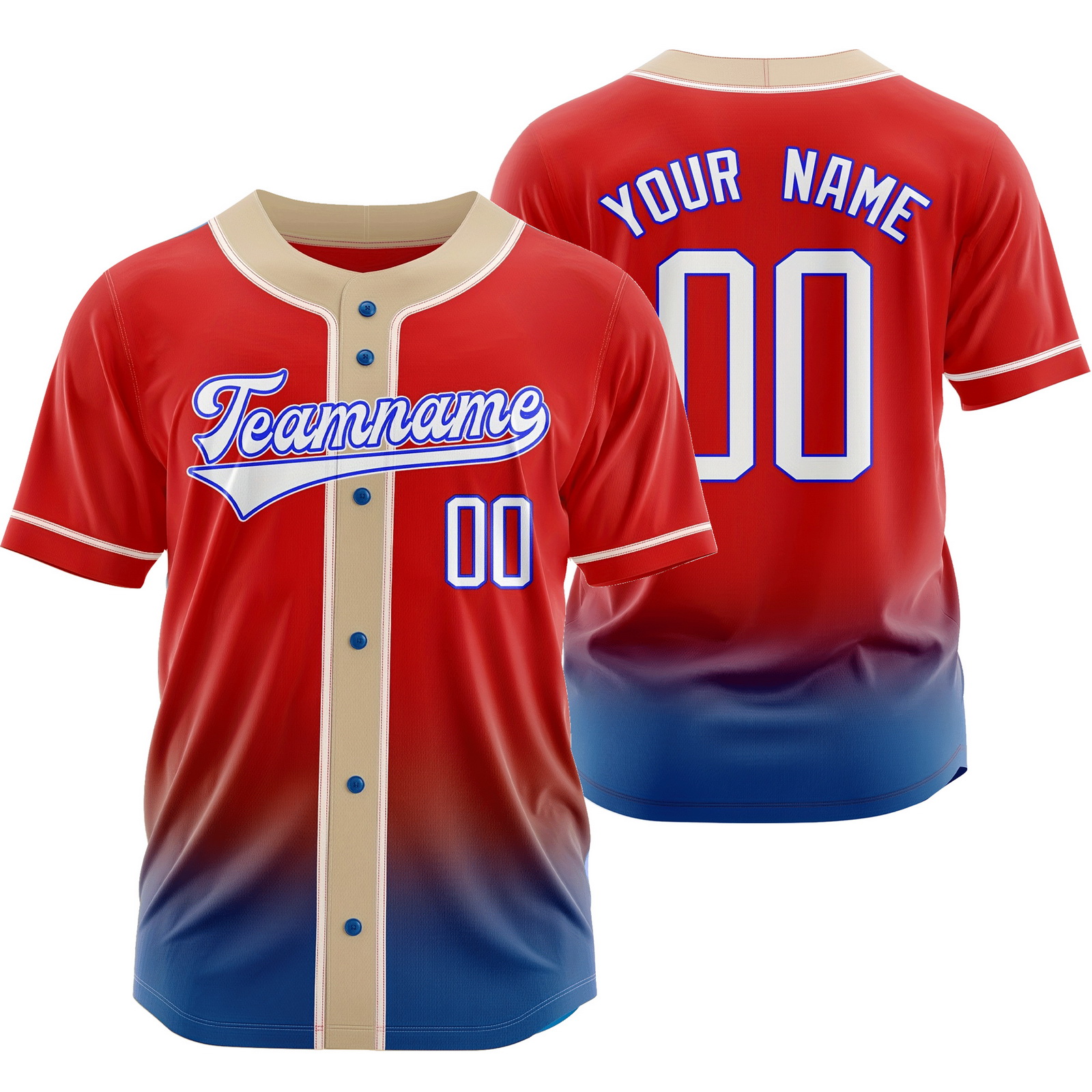 Custom Red Authentic Baseball Jersey Button-Down Shirt