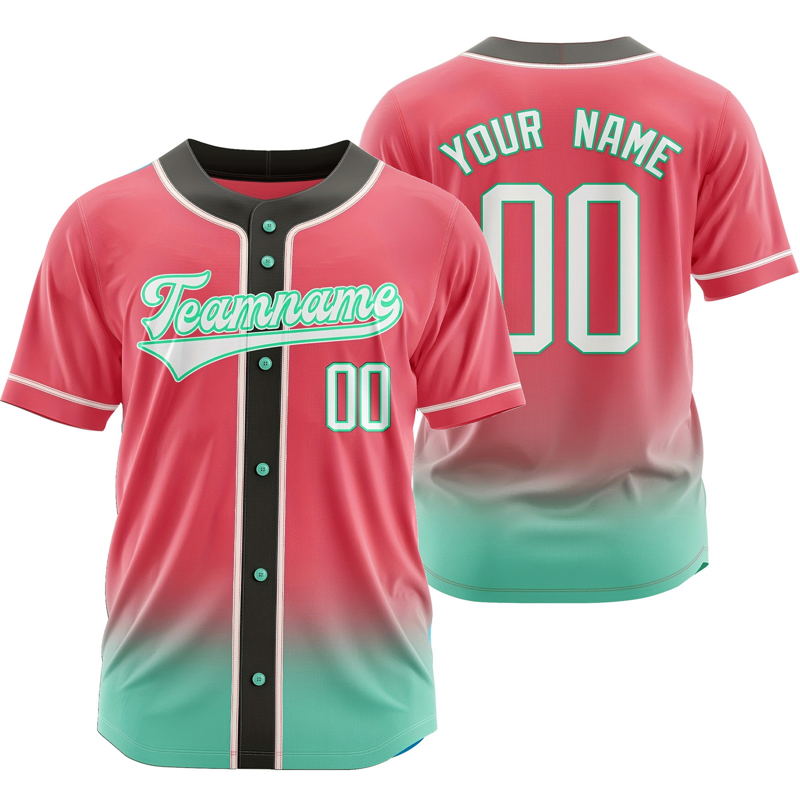Custom Red Green Baseball Jersey Button-Down Shirt