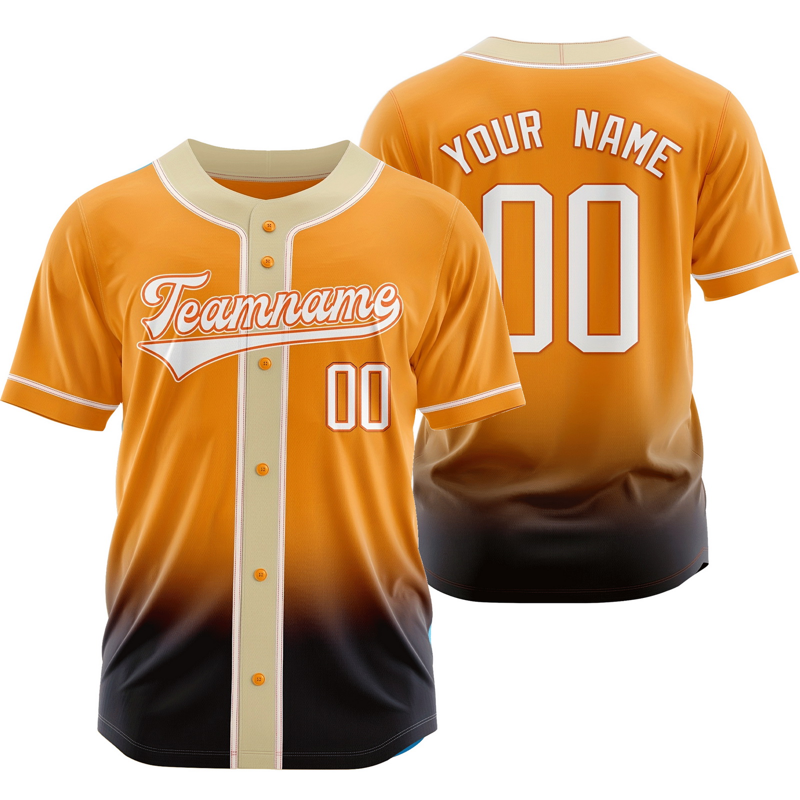 Custom Orange Baseball Jersey Button-Down Shirt