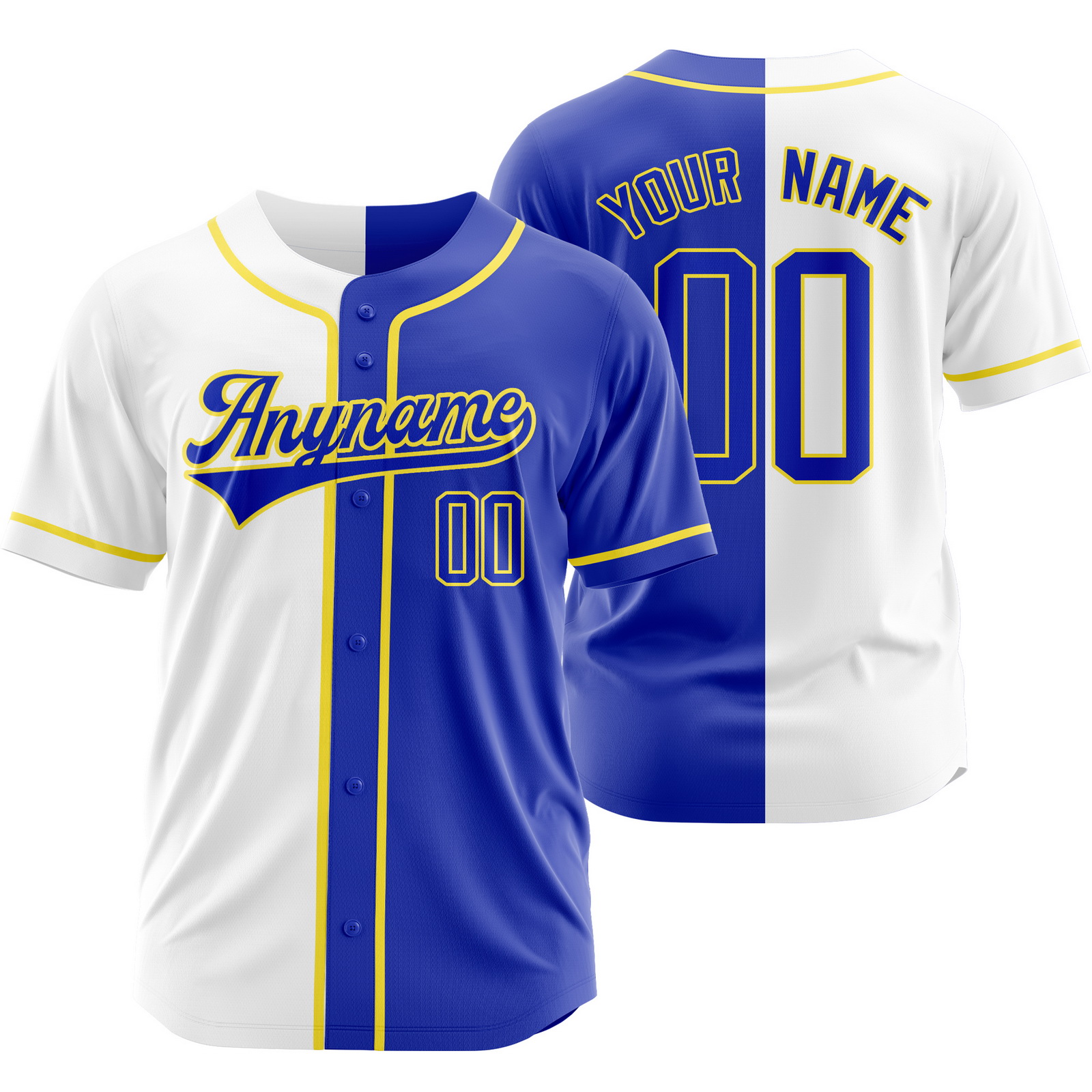 Custom Blue White Blue Authentic Split Color Baseball Jersey