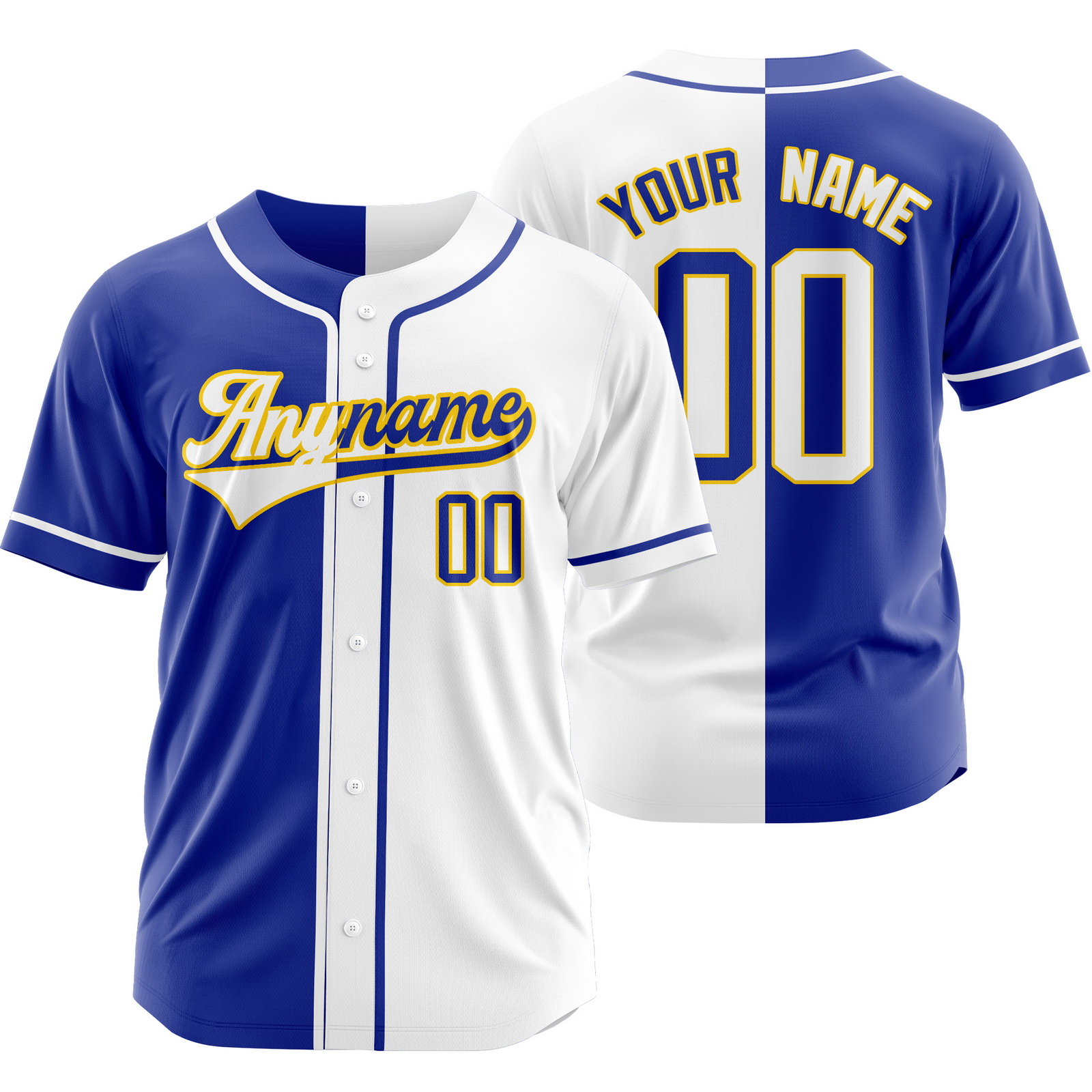 Custom Blue White Authentic Split Color Baseball Jersey