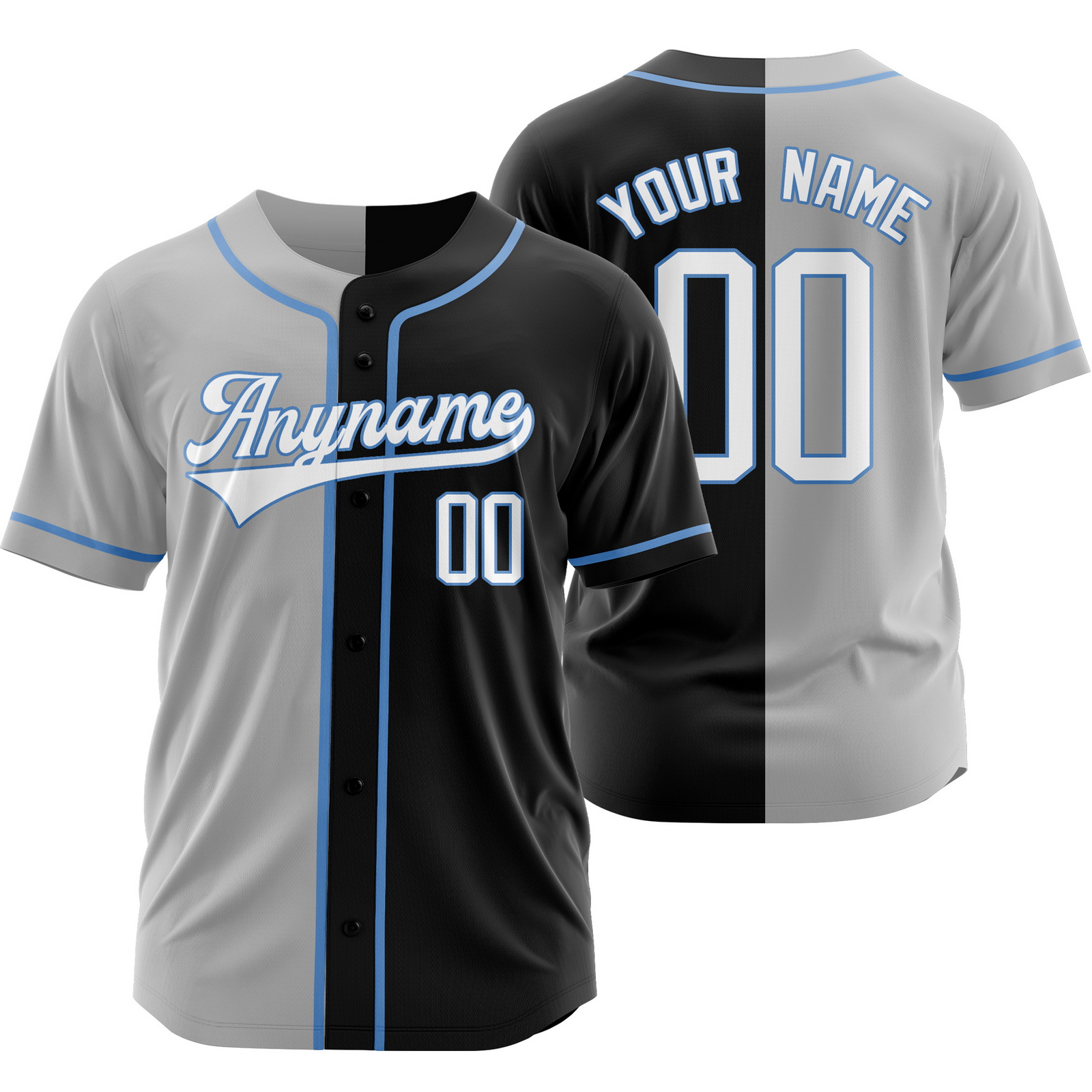 Custom Gray Back Authentic Split Color Baseball Jersey