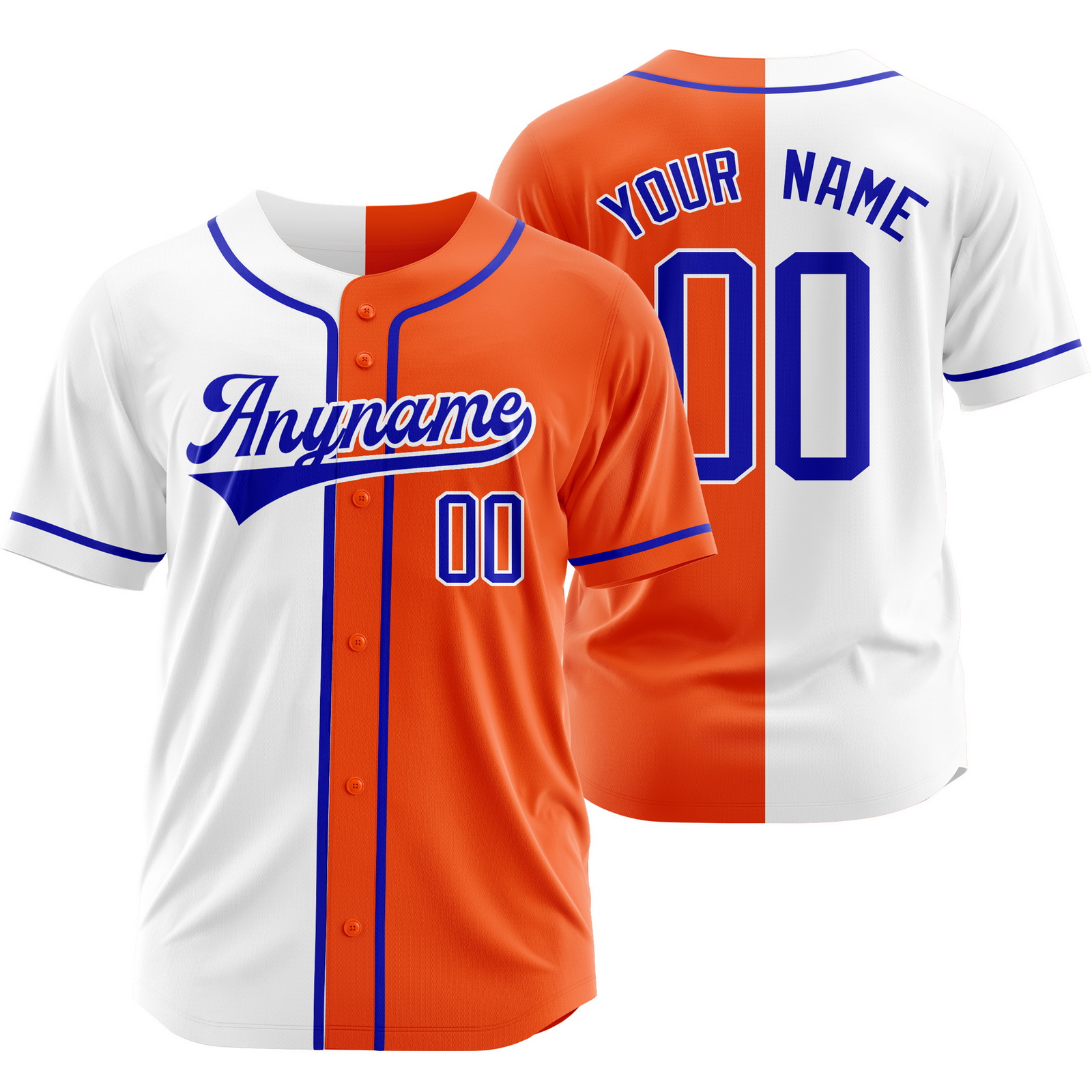 Custom White Orange Authentic Split Color Baseball Jersey