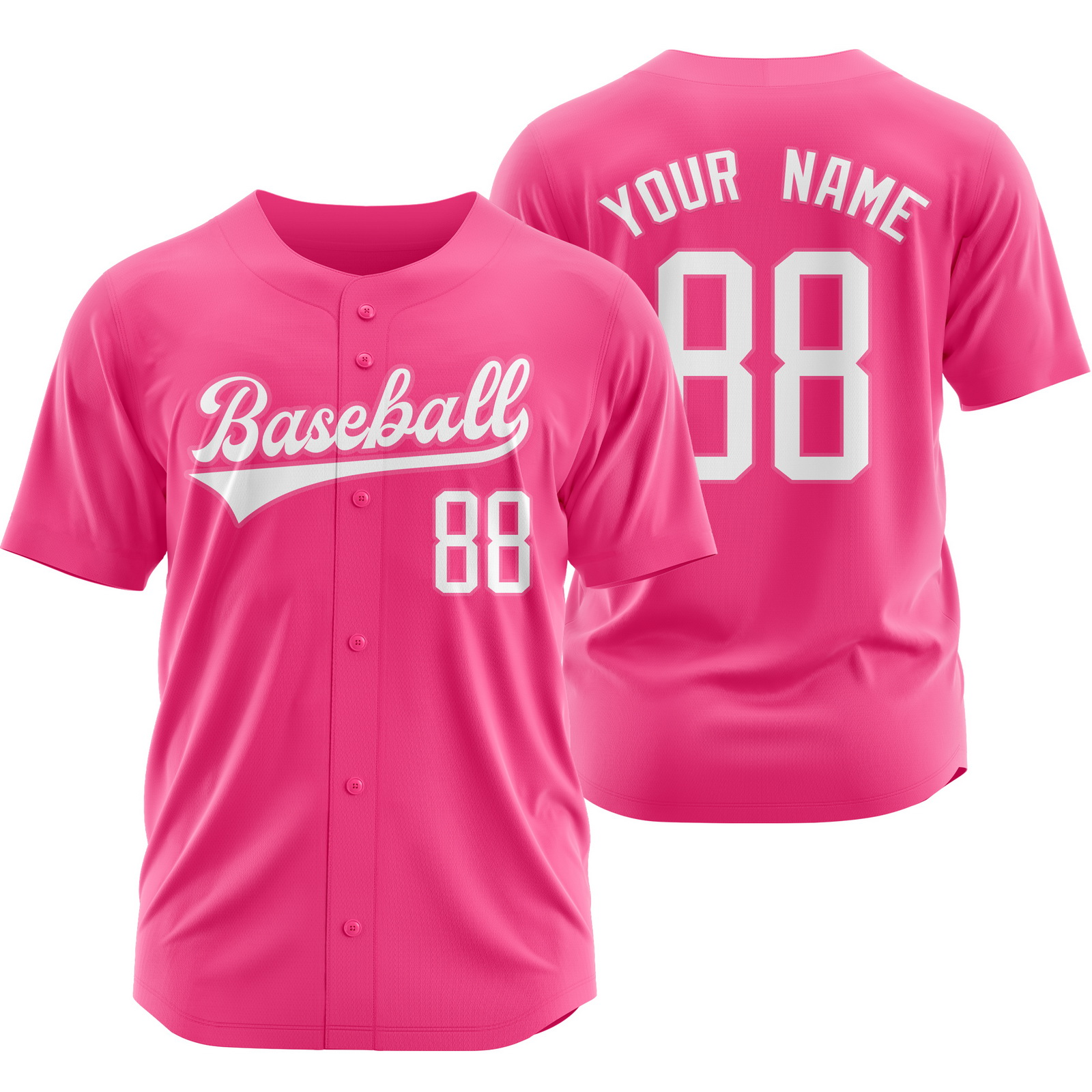 Custom Pink White Fashion Baseball Jersey Short Sleeve Shirt