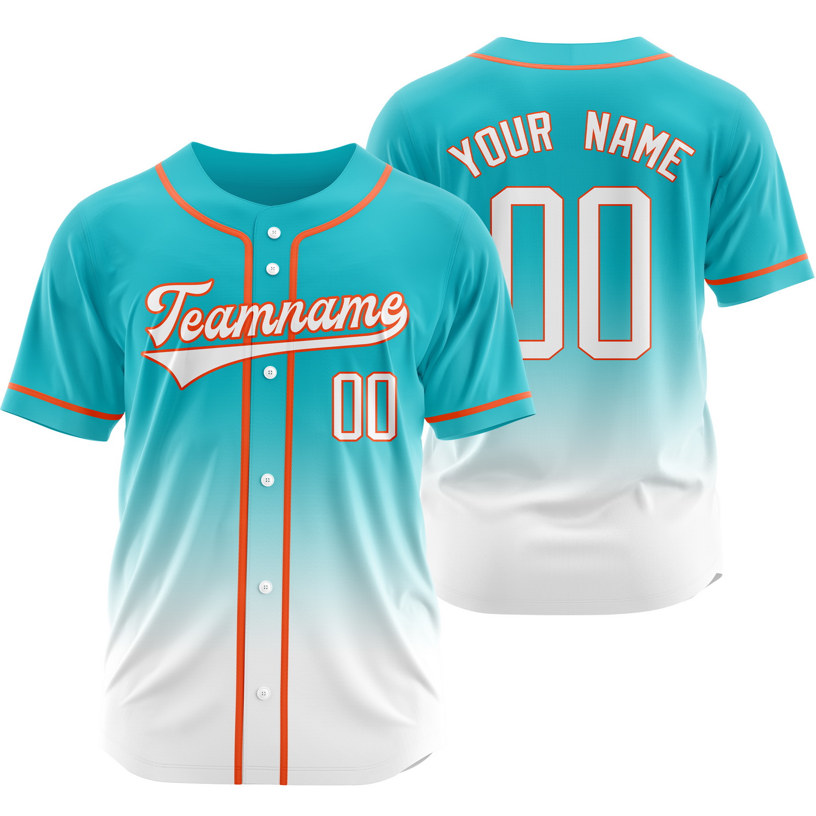 Custom Teal White Baseball Jersey Short Sleeve Shirt