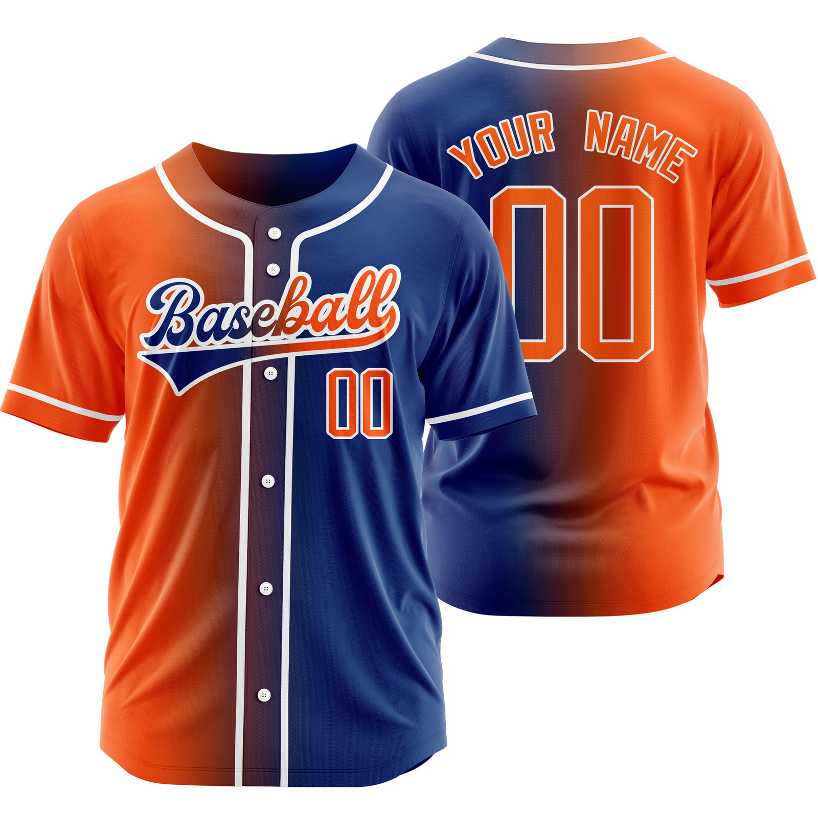 Custom Orange Blue Baseball Jersey Short Sleeve Shirt