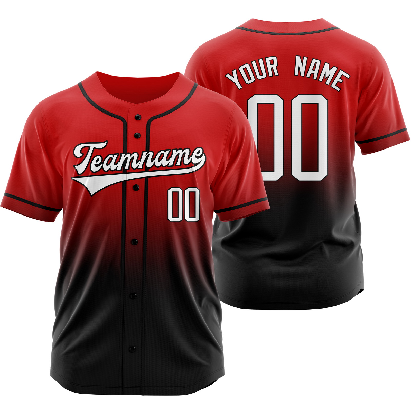 Custom Red Black June Baseball Jersey Short Sleeve Shirt