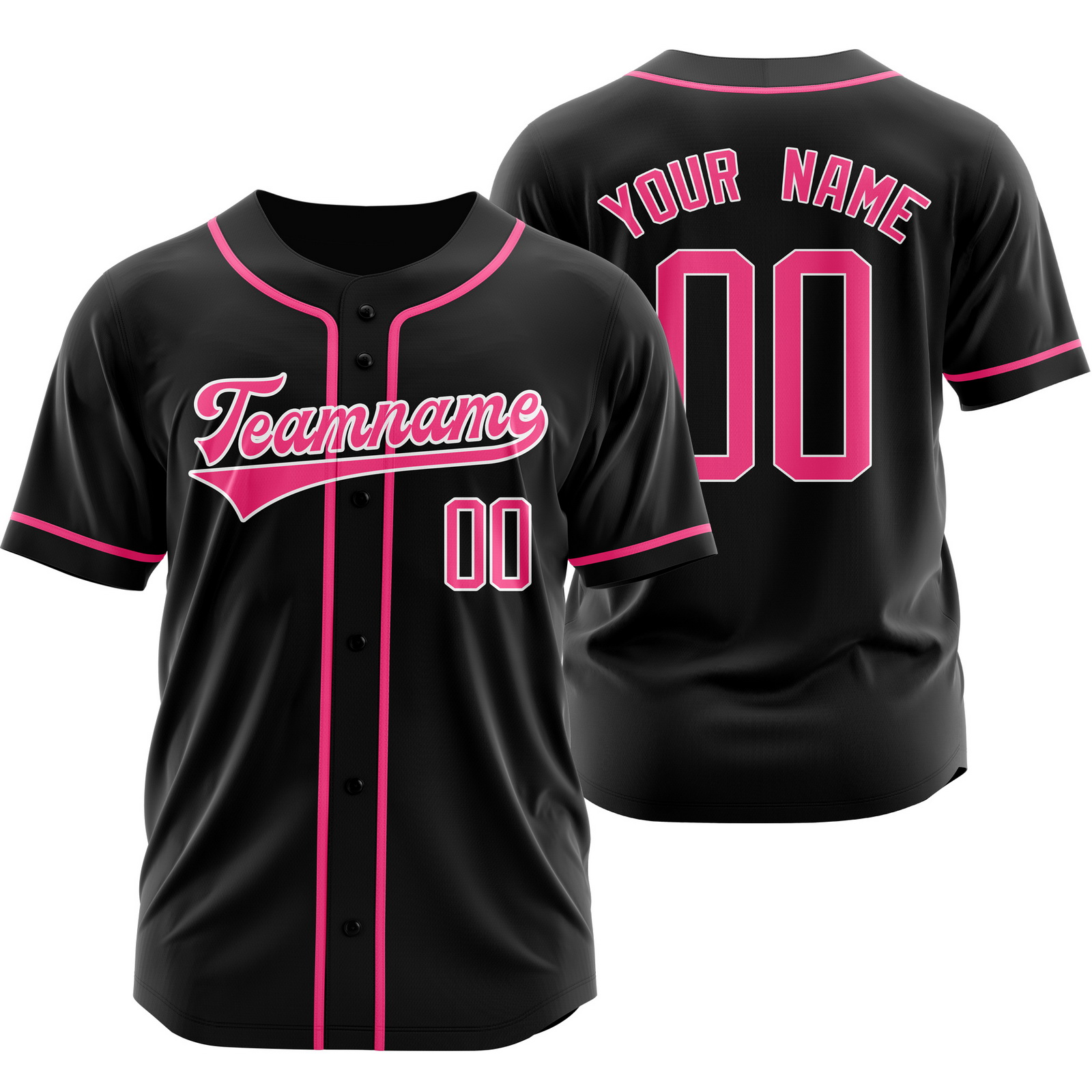 Custom Black Pink Baseball Jersey Short Sleeve Shirt