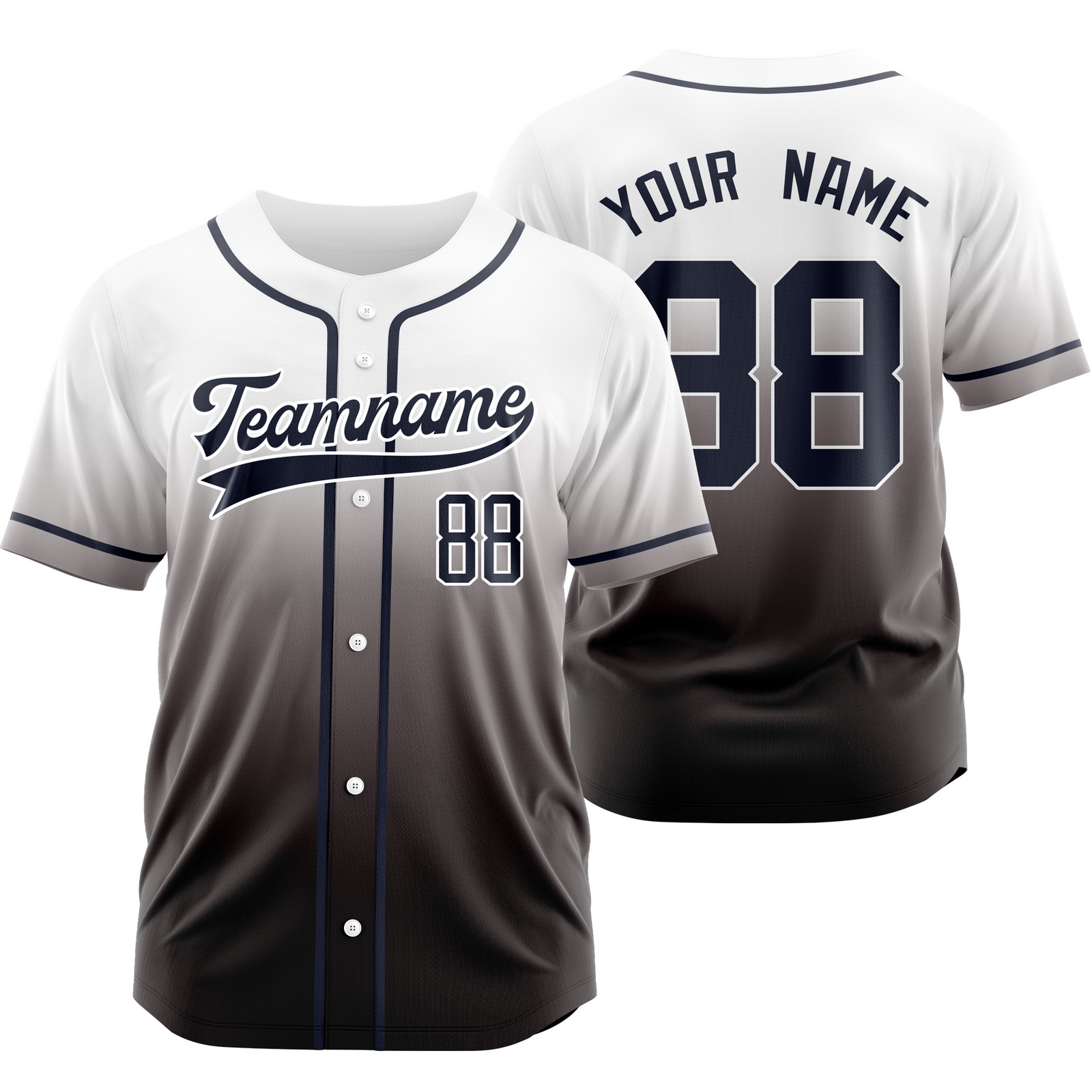 Custom White Black Gradient Jersey Personalized Shirt