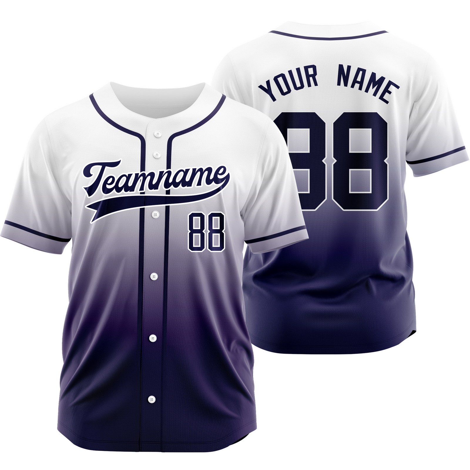 Custom White Navy Gradient Jersey Personalized Shirt