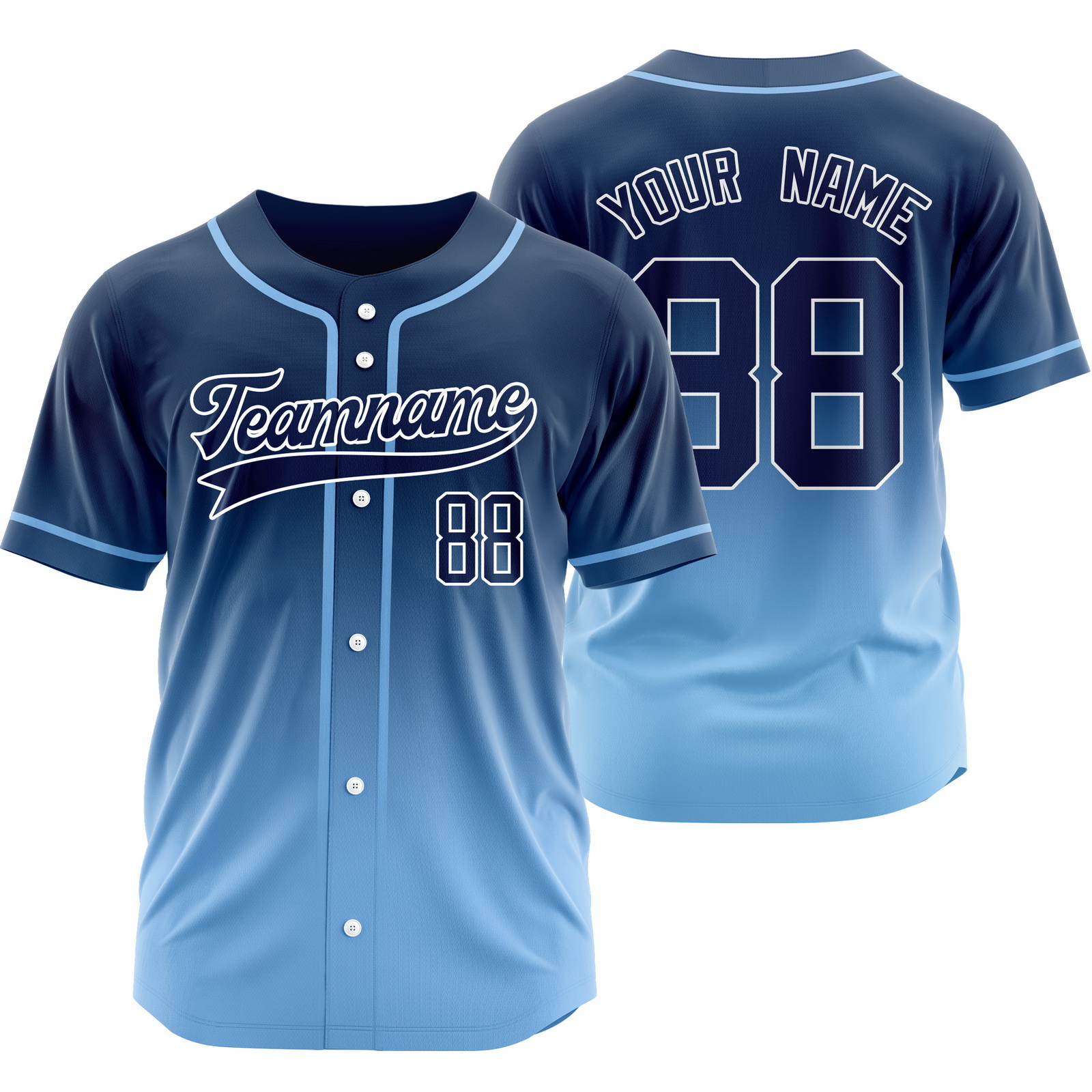 Custom Navy Blue Gradient Jersey Personalized Shirt