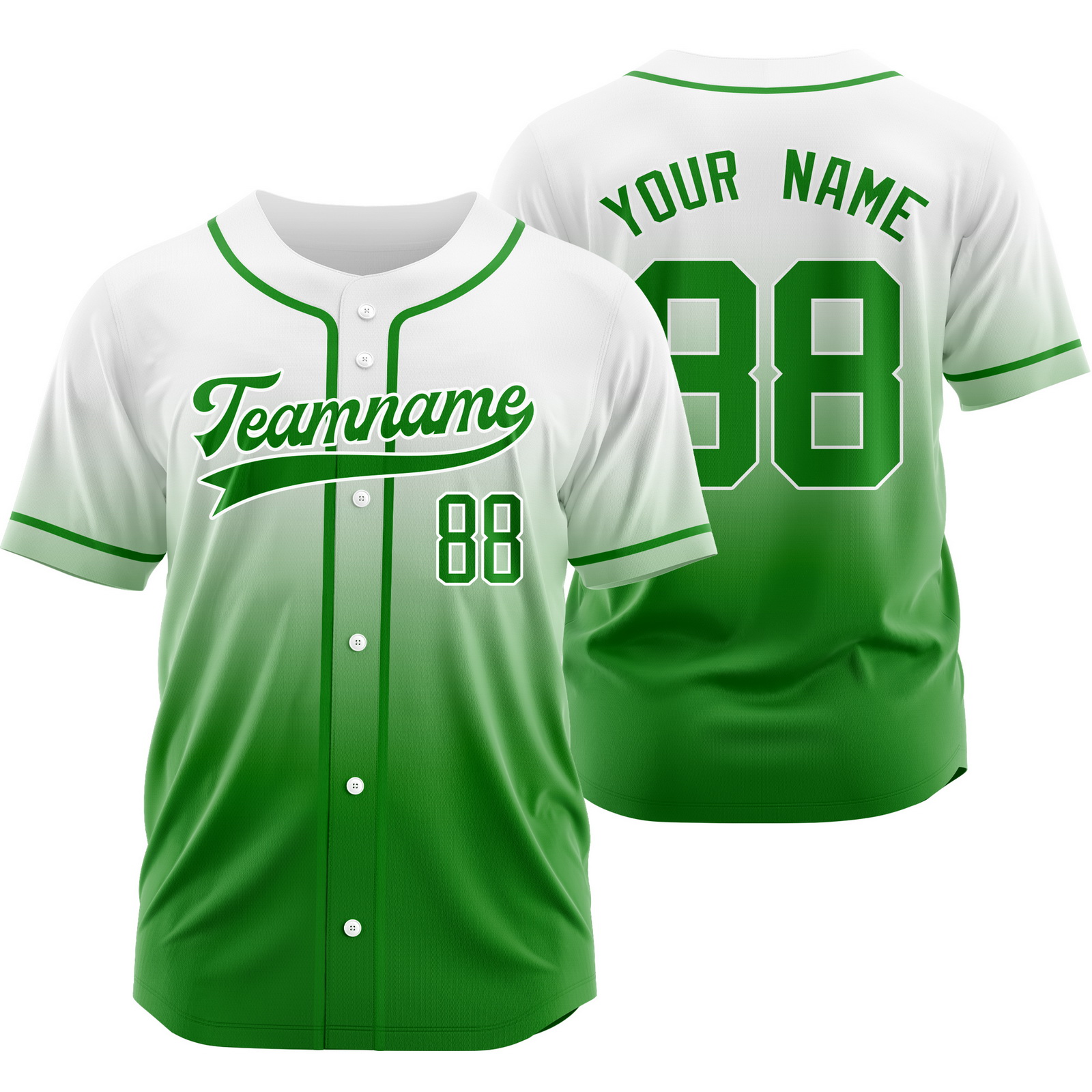Custom White Green Gradient Jersey Personalized Shirt