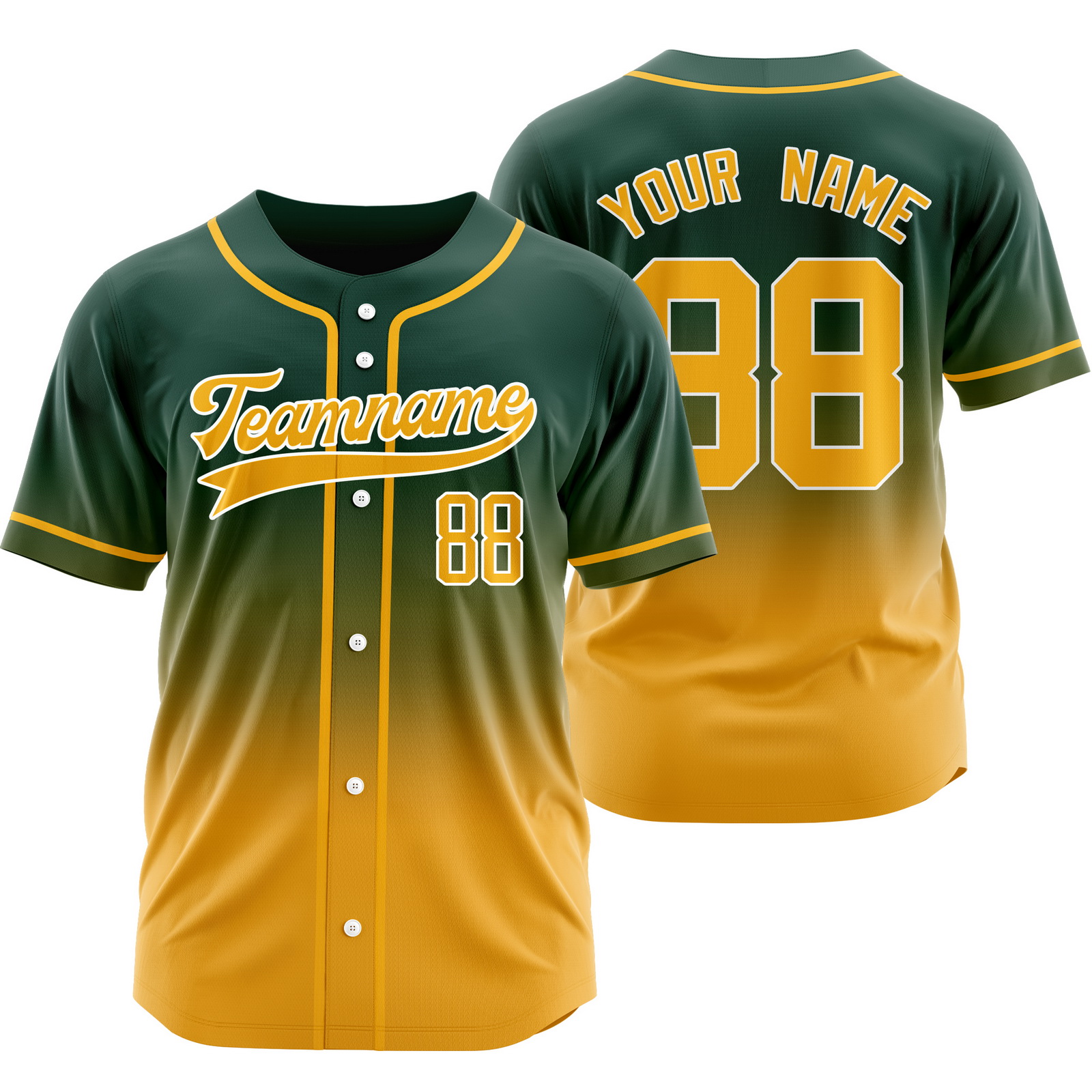 Custom Green Yellow Gradient Jersey Personalized Shirt