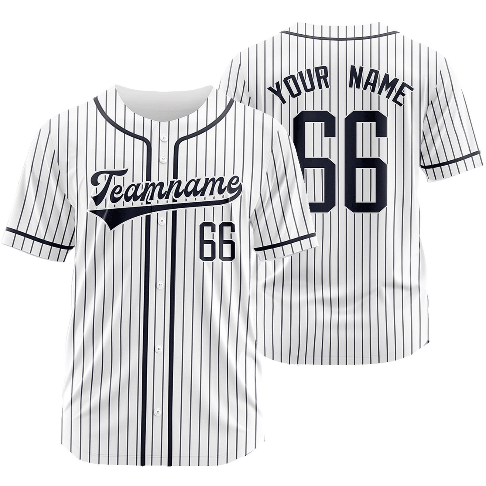 Custom White Black Baseball Jersey Pinstripe Softball Shirt