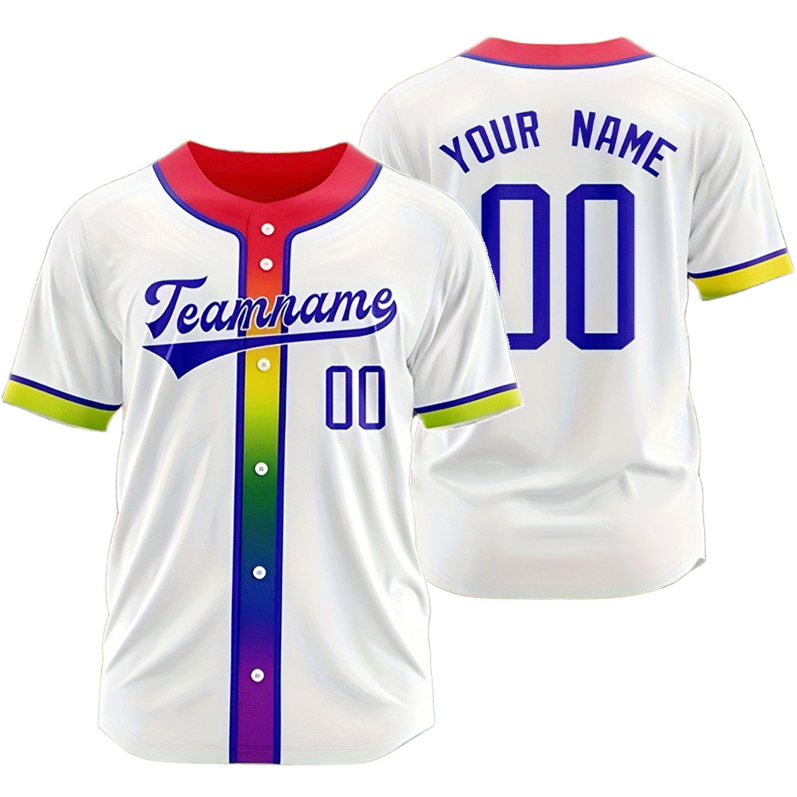 Custom White January Rainbow Baseball Jersey Mesh Softball Shirt