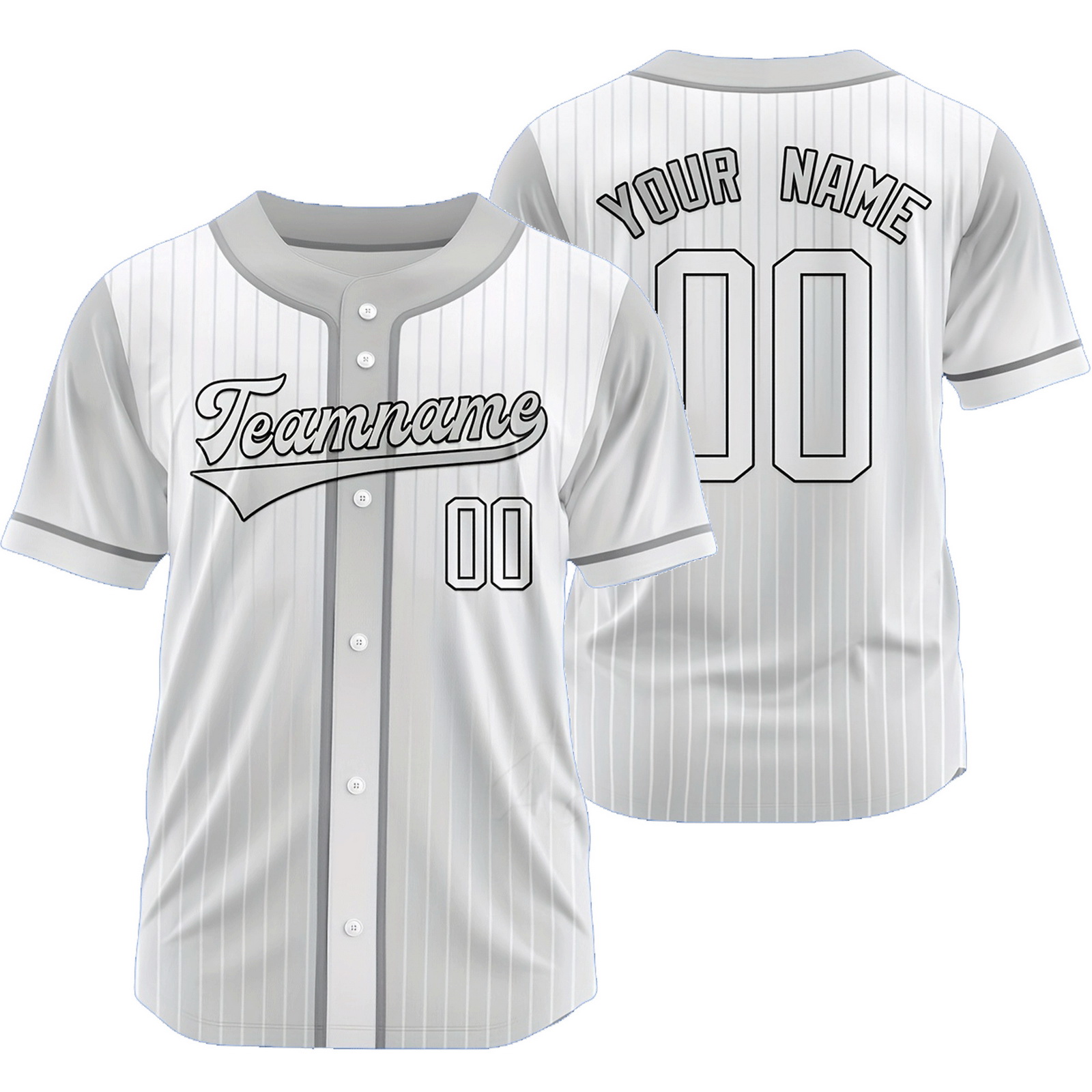 Custom White Gray Pinstripe Baseball Jersey Gradient Shirt