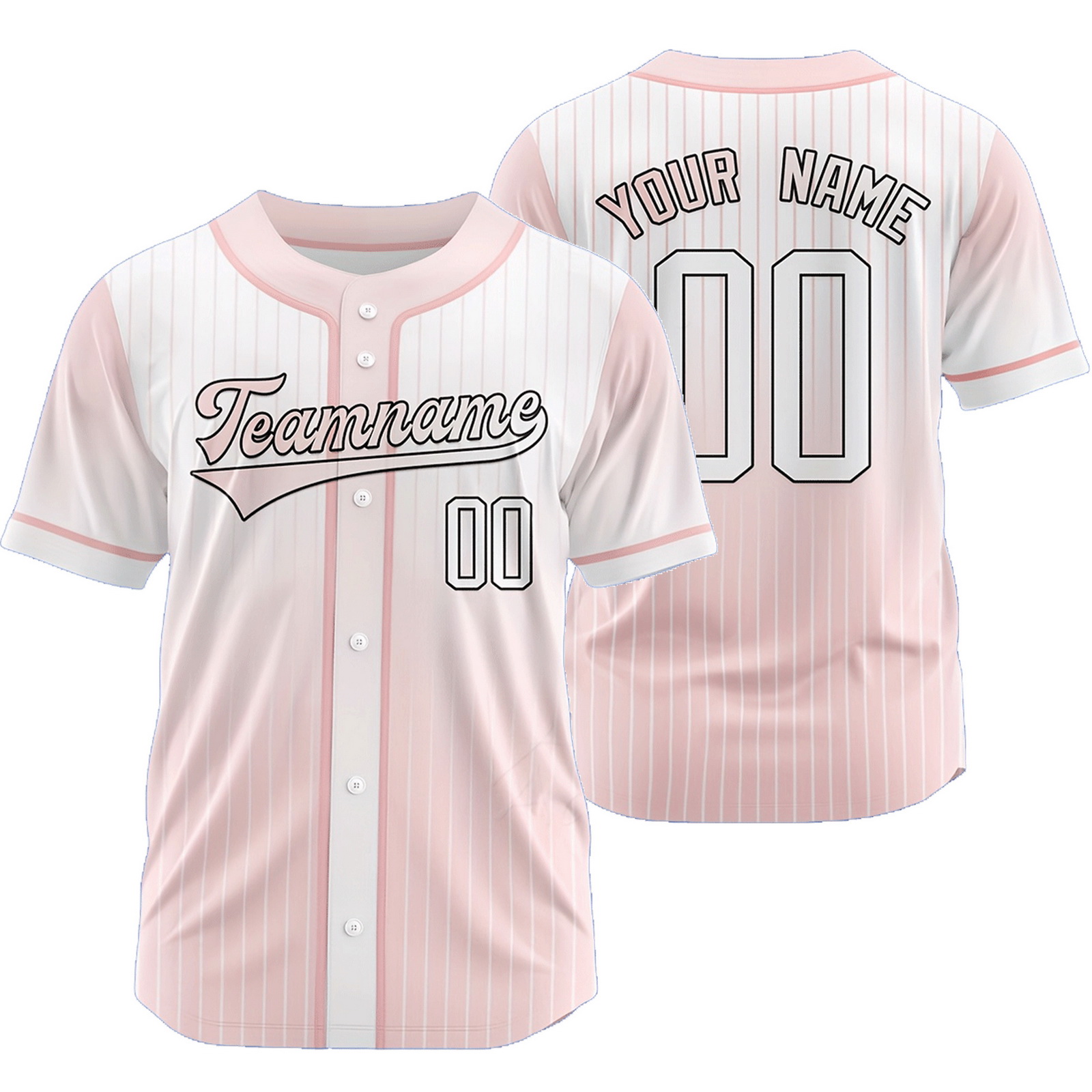 Custom White Pink Pinstripe Baseball Jersey Gradient Shirt